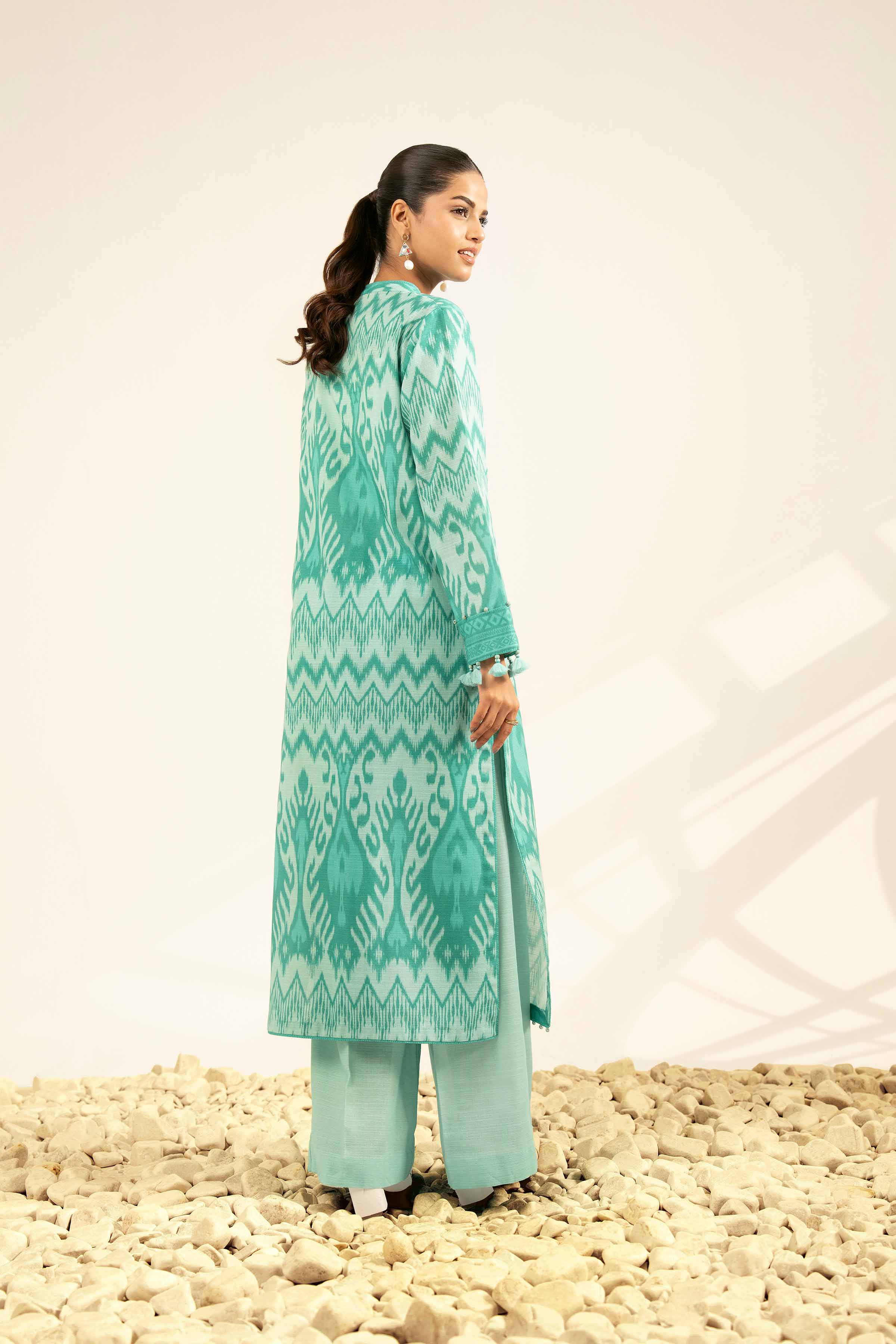 2 Piece - Printed Suit - 42502329 Unstitched Blue Khaddar 2PC Printed