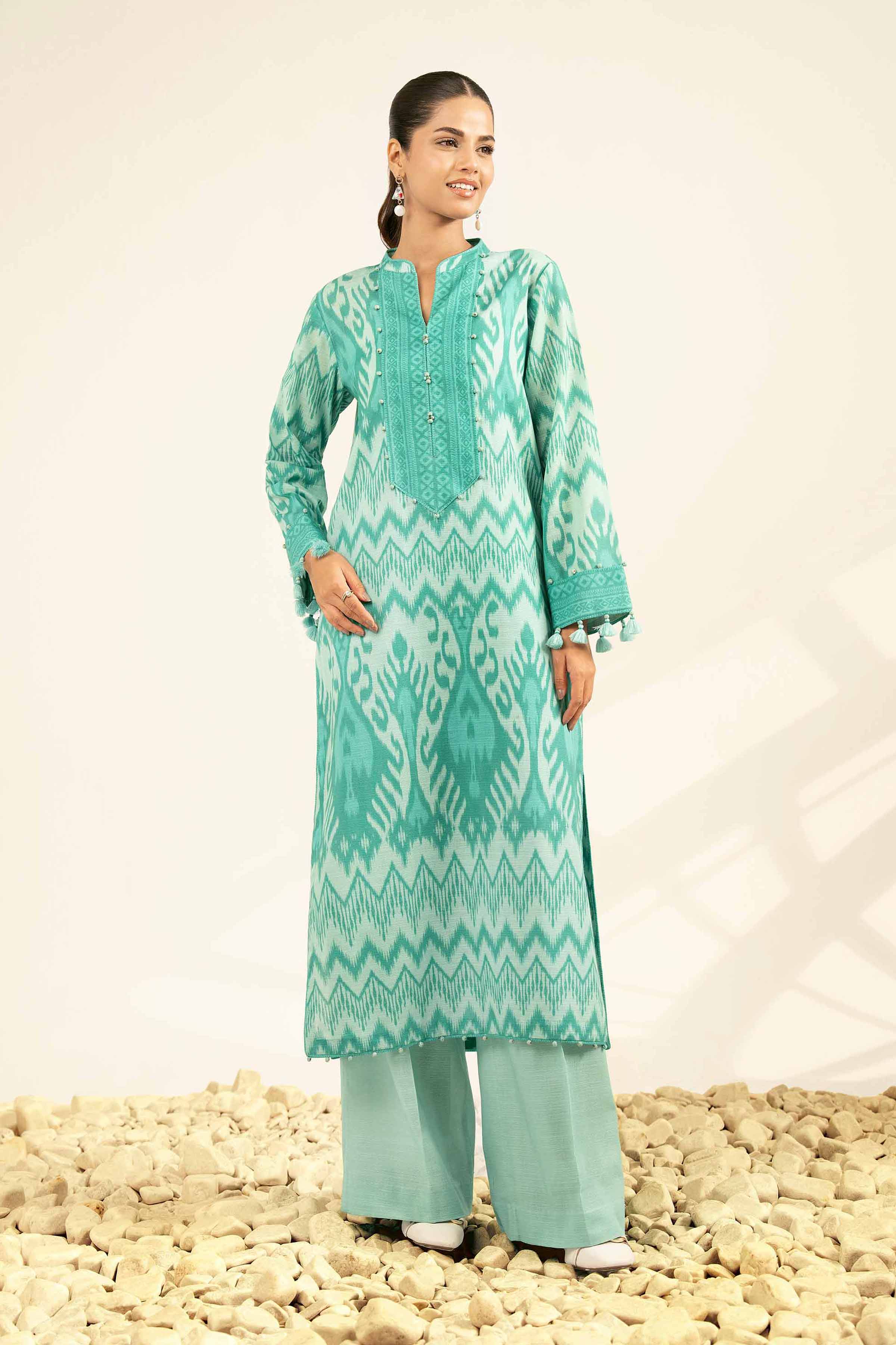 2 Piece - Printed Suit - 42502329 Unstitched Blue Khaddar 2PC Printed