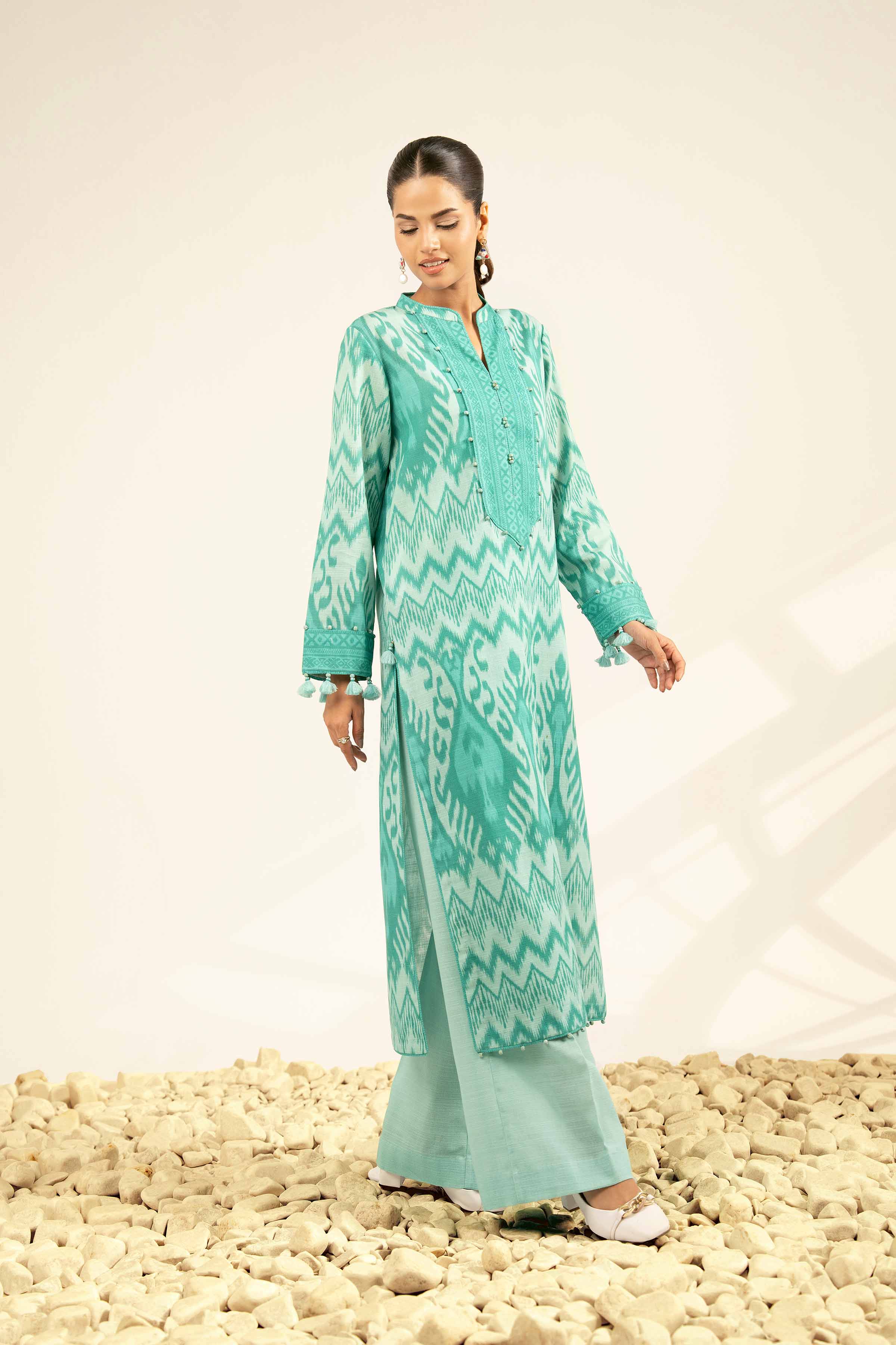 2 Piece - Printed Suit - 42502329 Unstitched Blue Khaddar 2PC Printed