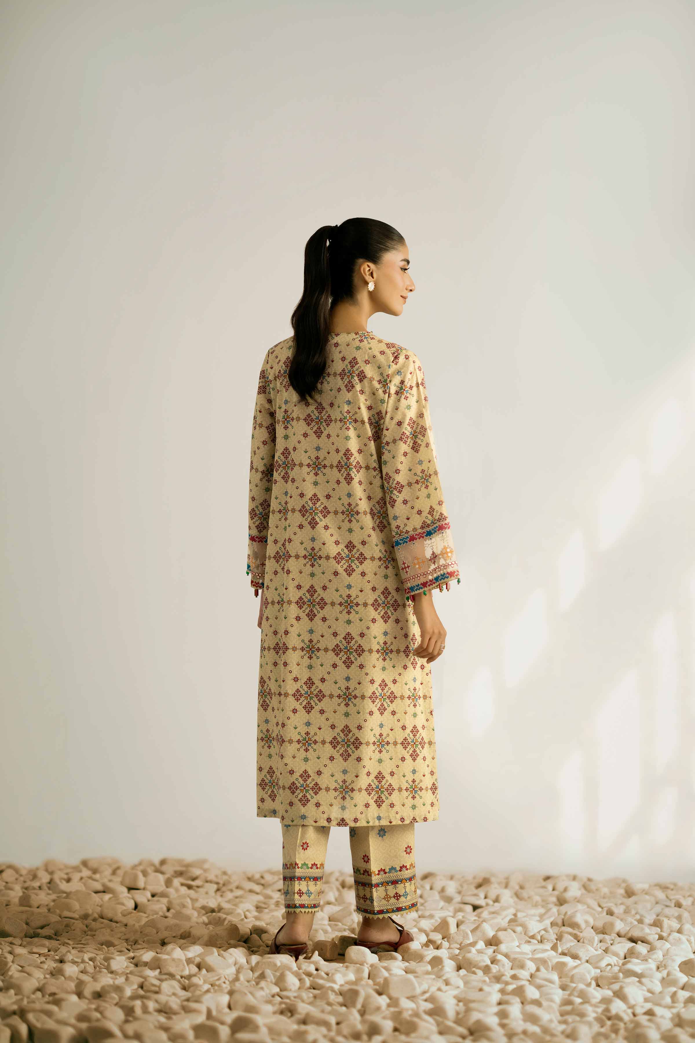 2 Piece - Printed Embroidered Suit - 42502354 Unstitched Green Cambric 2PC Embroidered