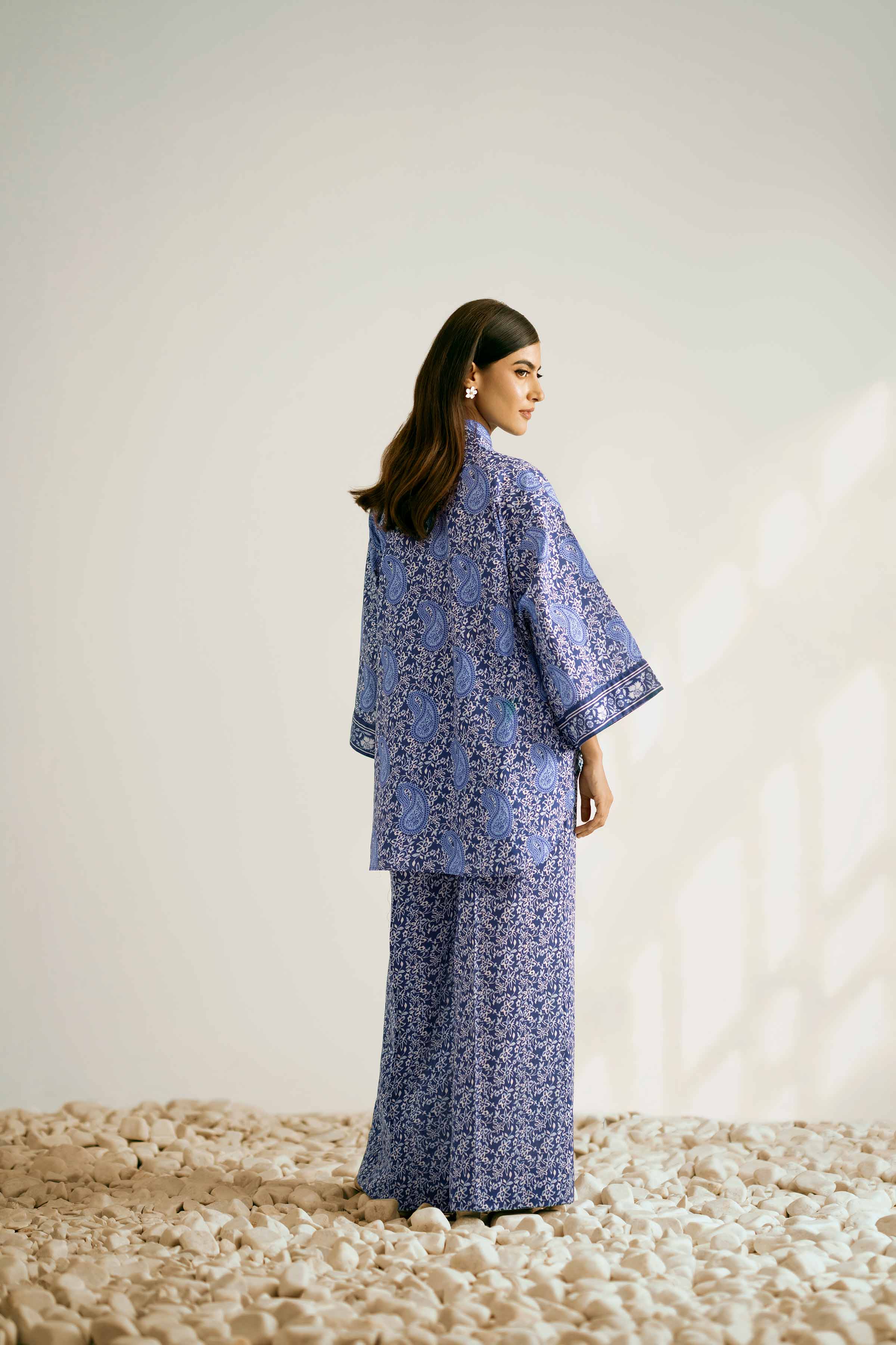 2 Piece - Printed Suit - 42502361 Unstitched Blue Cambric 2PC Printed