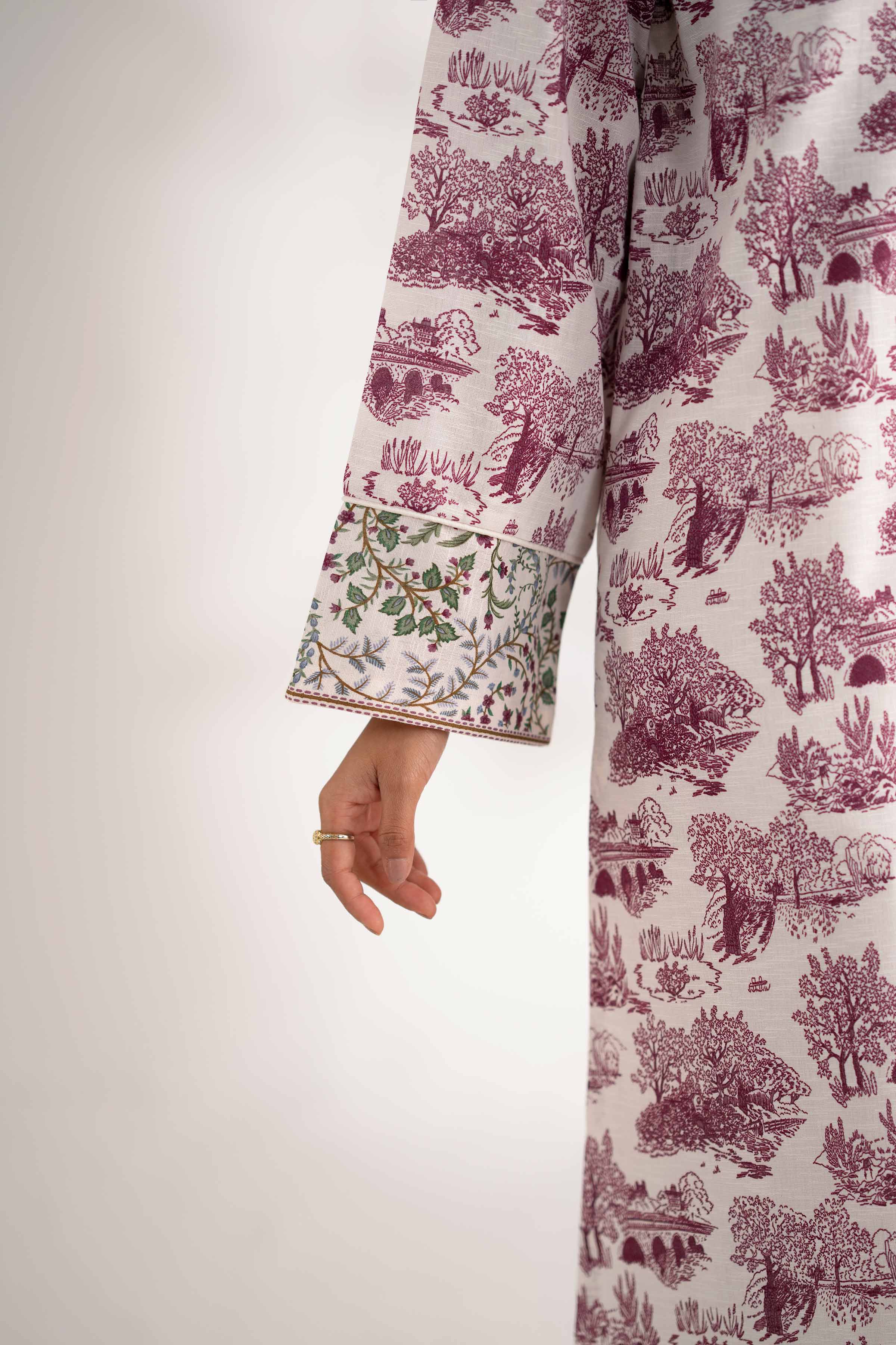 2 Piece - Printed Suit - 42502759 Unstitched Off White Karandi 2PC Printed