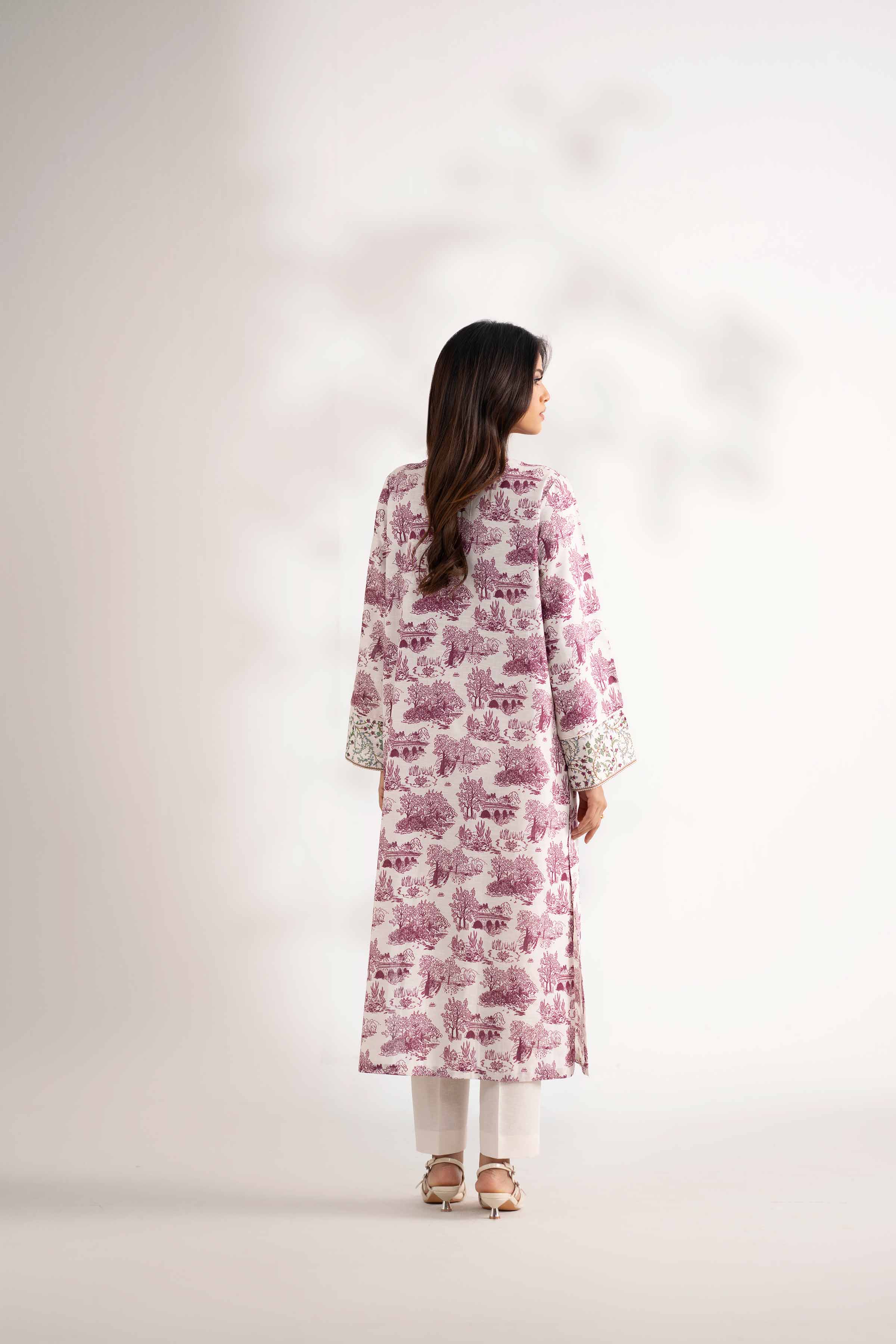 2 Piece - Printed Suit - 42502759 Unstitched Off White Karandi 2PC Printed