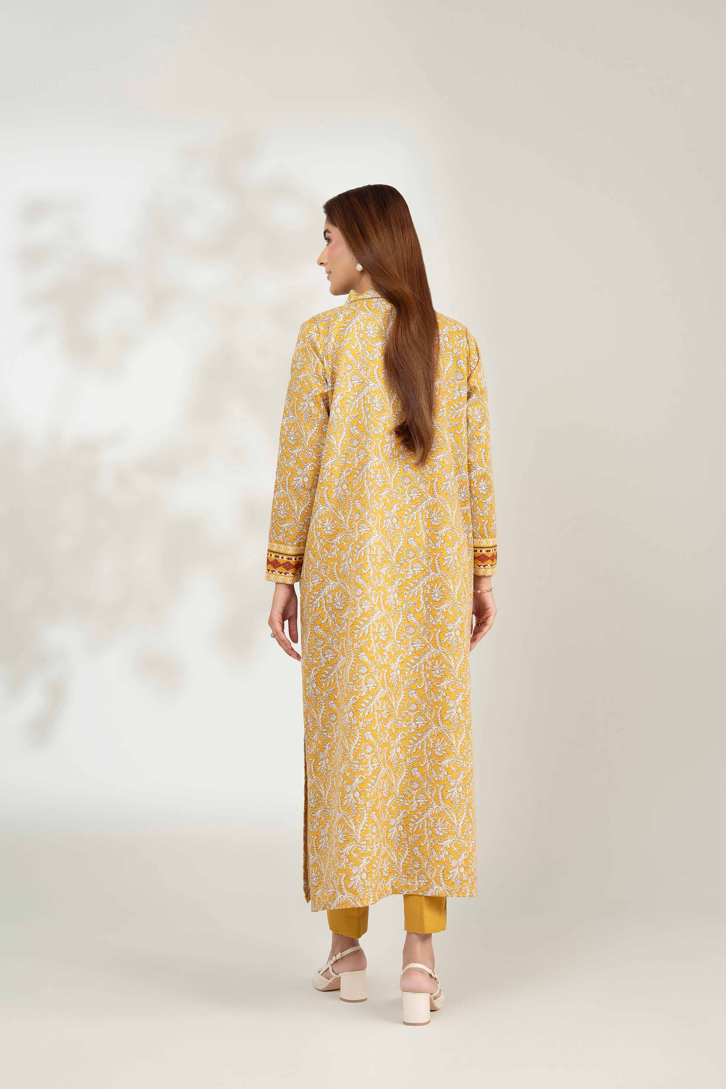 2 Piece - Printed Suit - 42502762 Unstitched Yellow Karandi 2PC Printed