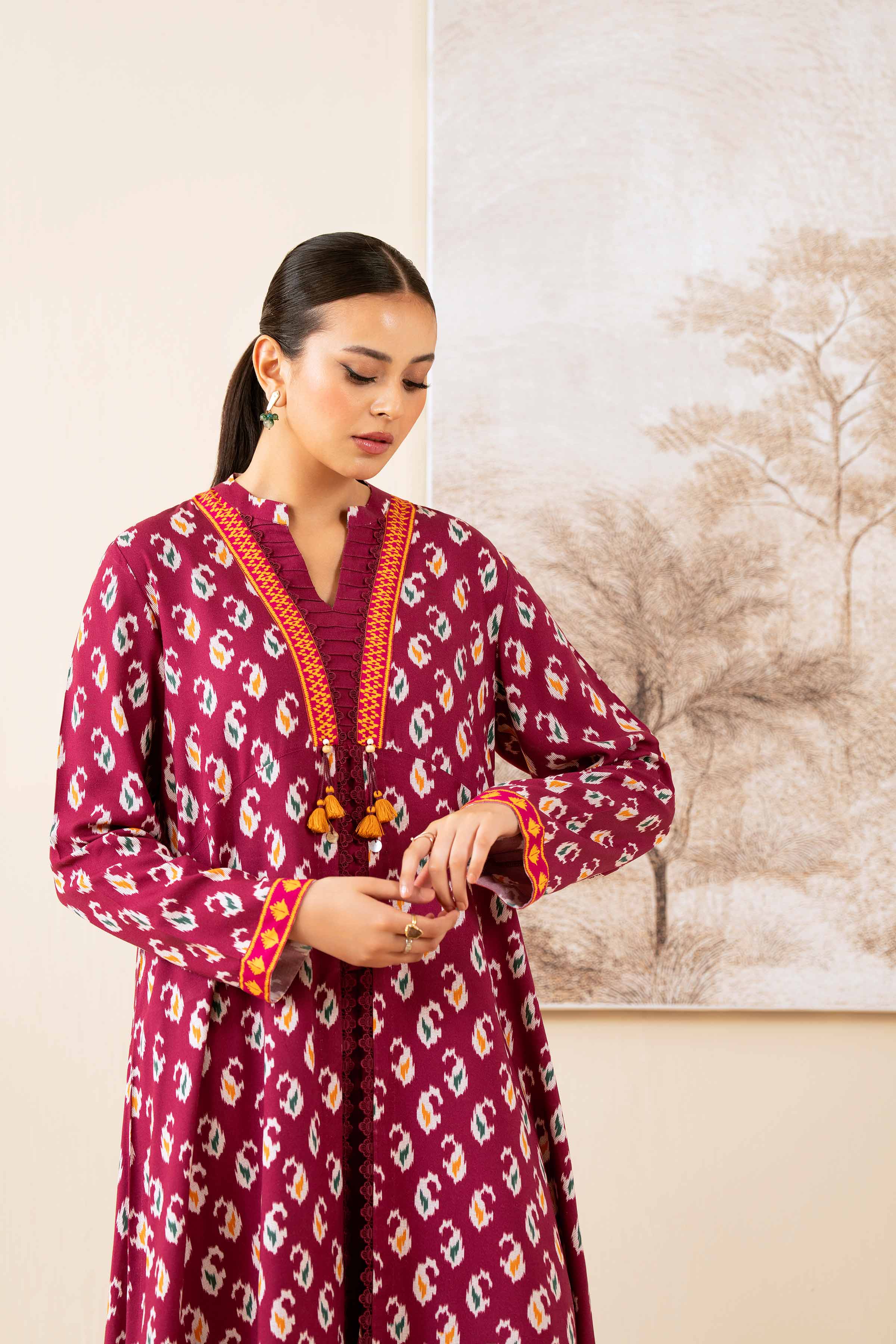 2 Piece - Printed Suit - 42502779 Unstitched Purple Linen 2PC Printed