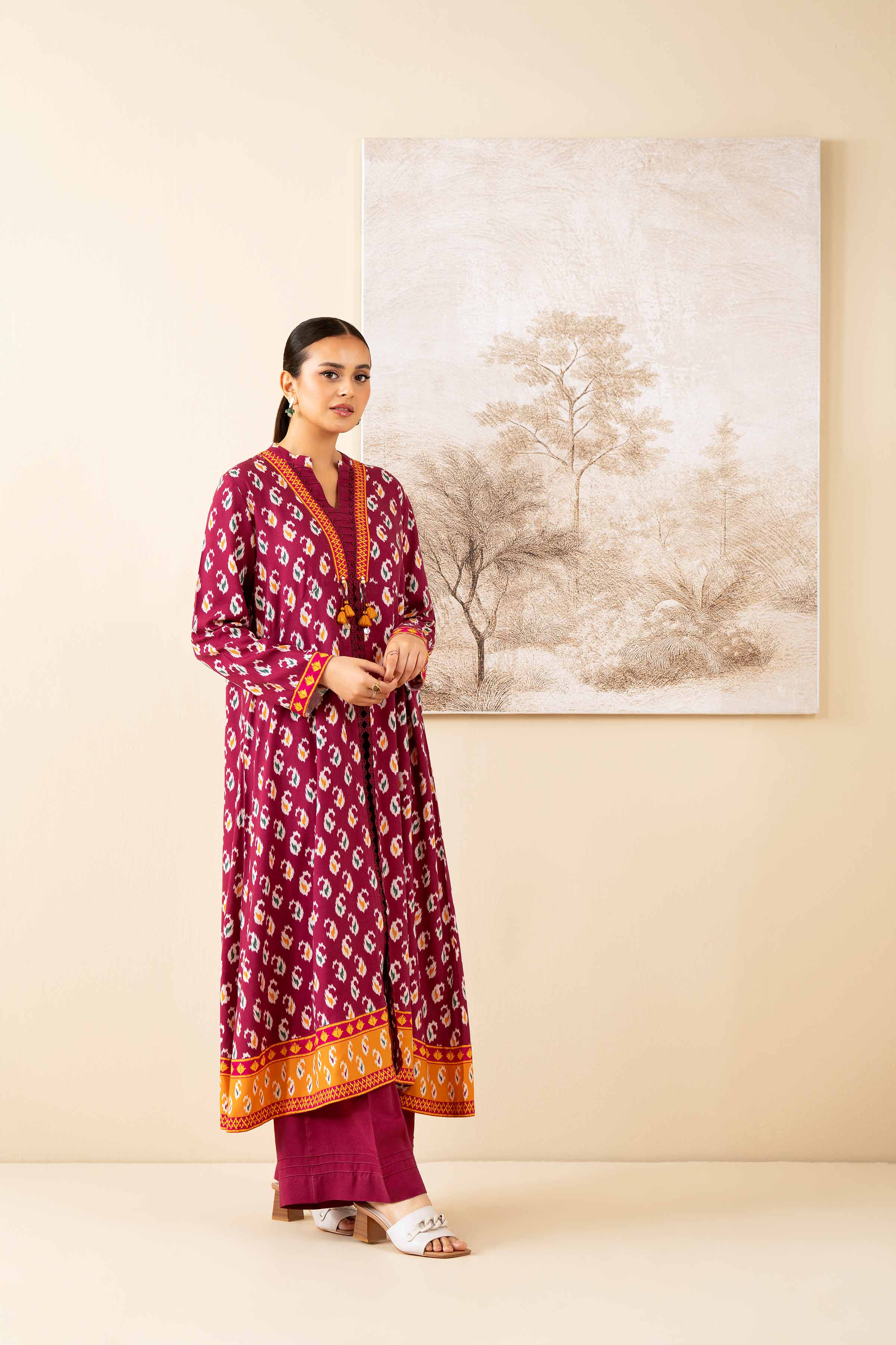 2 Piece - Printed Suit - 42502779 Unstitched Purple Linen 2PC Printed