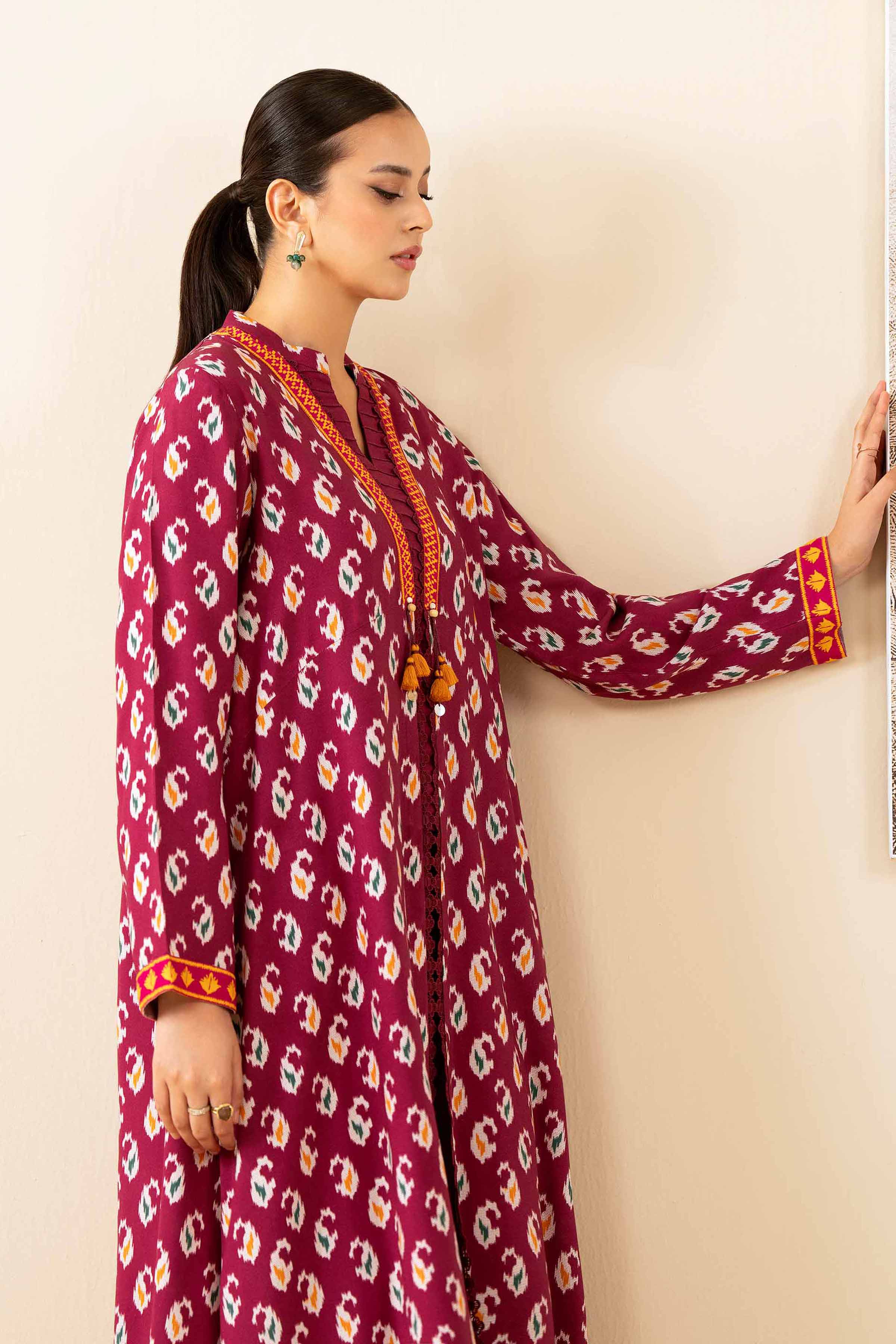 2 Piece - Printed Suit - 42502779 Unstitched Purple Linen 2PC Printed