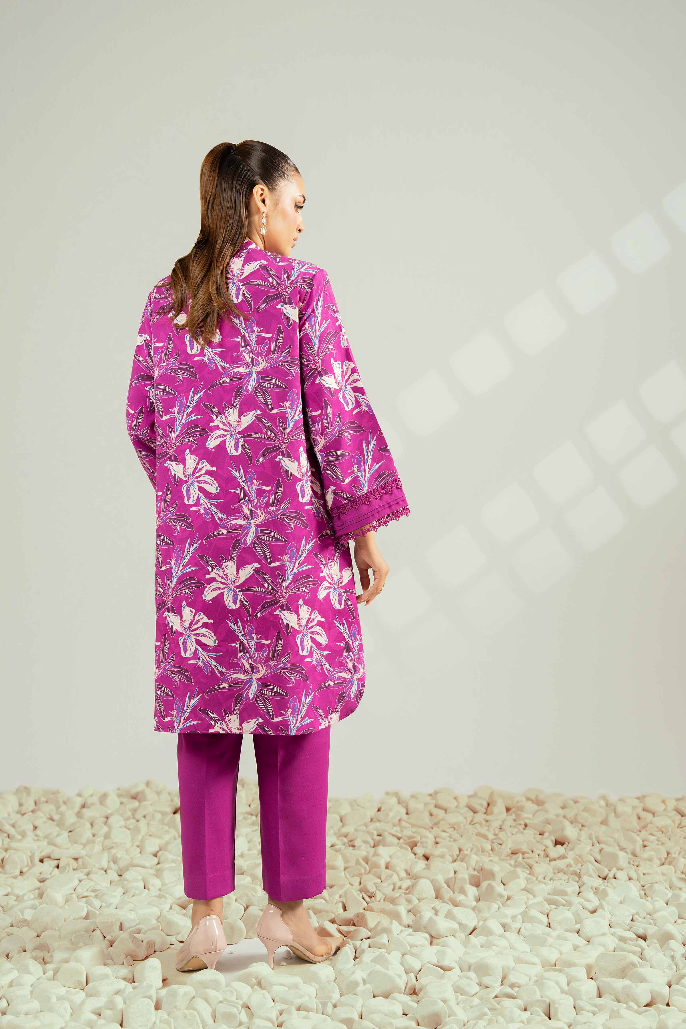 2 Piece - Printed Suit - 42502783 Unstitched Purple Linen 2PC Printed