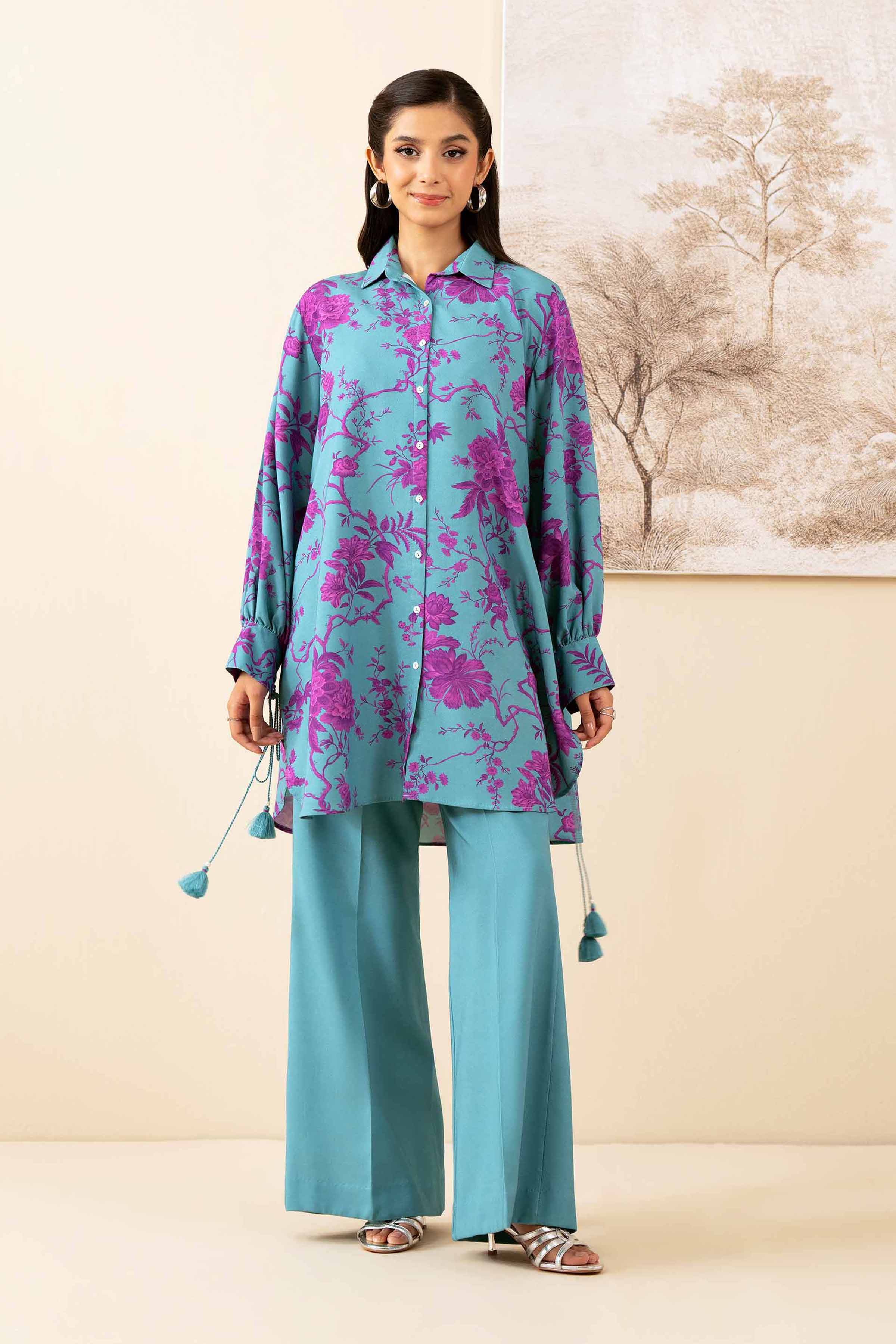 2 Piece - Printed Suit - 42502787 Unstitched Green Linen 2PC Printed