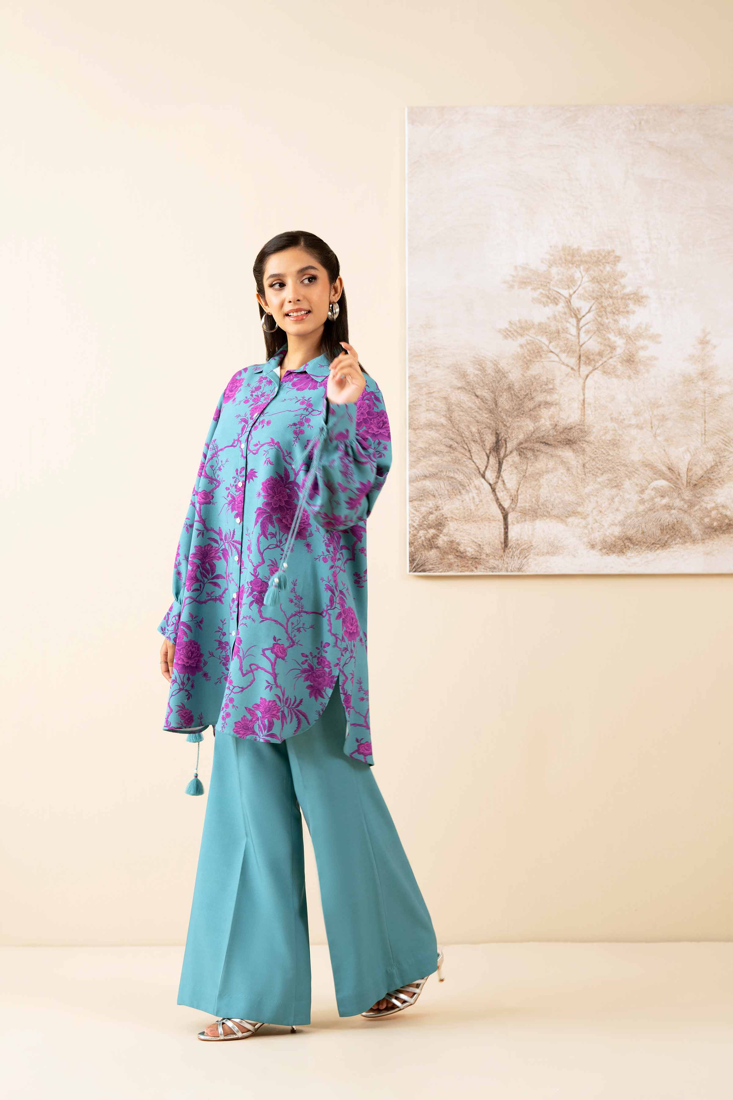 2 Piece - Printed Suit - 42502787 Unstitched Green Linen 2PC Printed