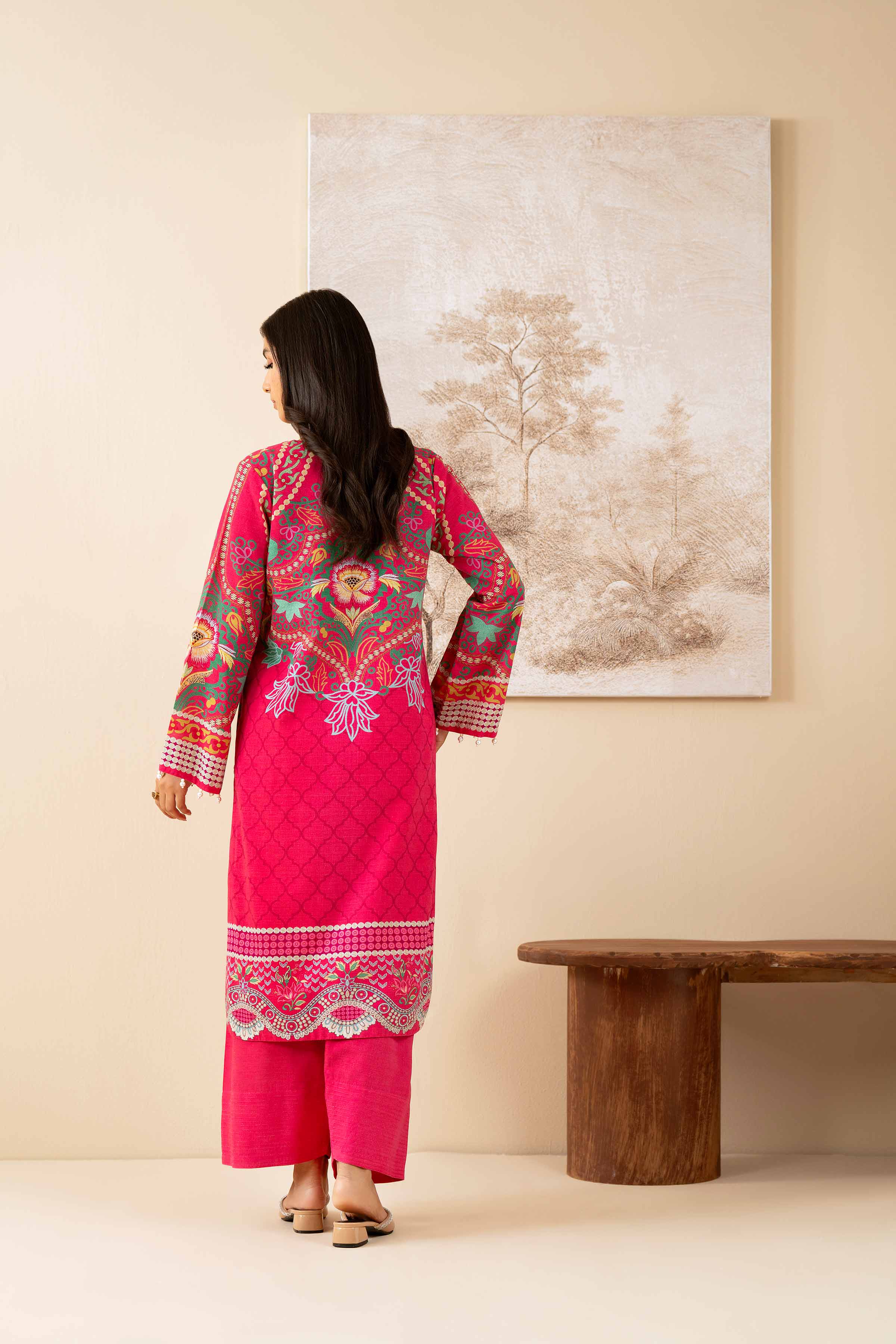 2 Piece - Digital Printed Suit - 42502791 Unstitched Pink Khaddar 2PC Printed