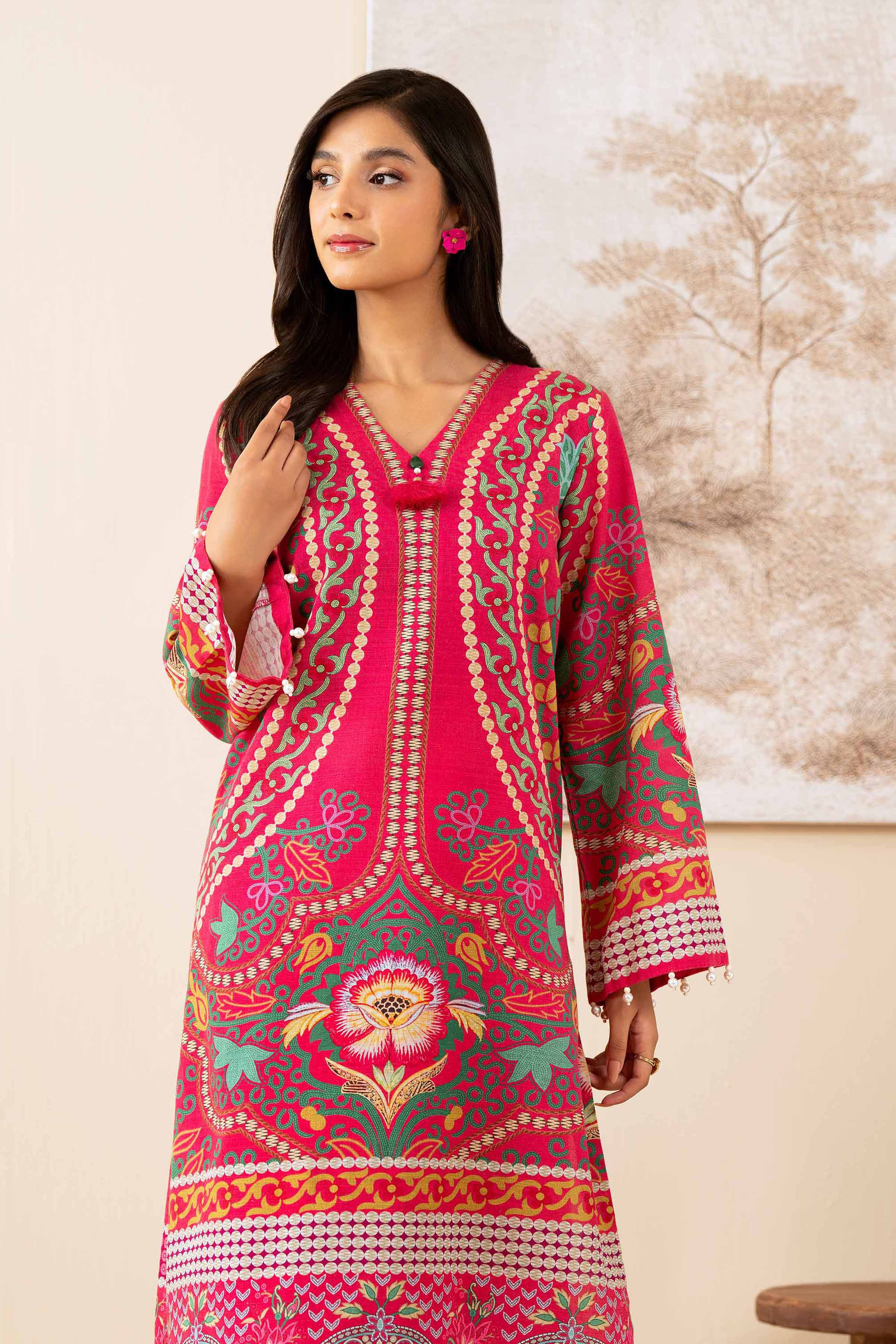 2 Piece - Digital Printed Suit - 42502791 Unstitched Pink Khaddar 2PC Printed