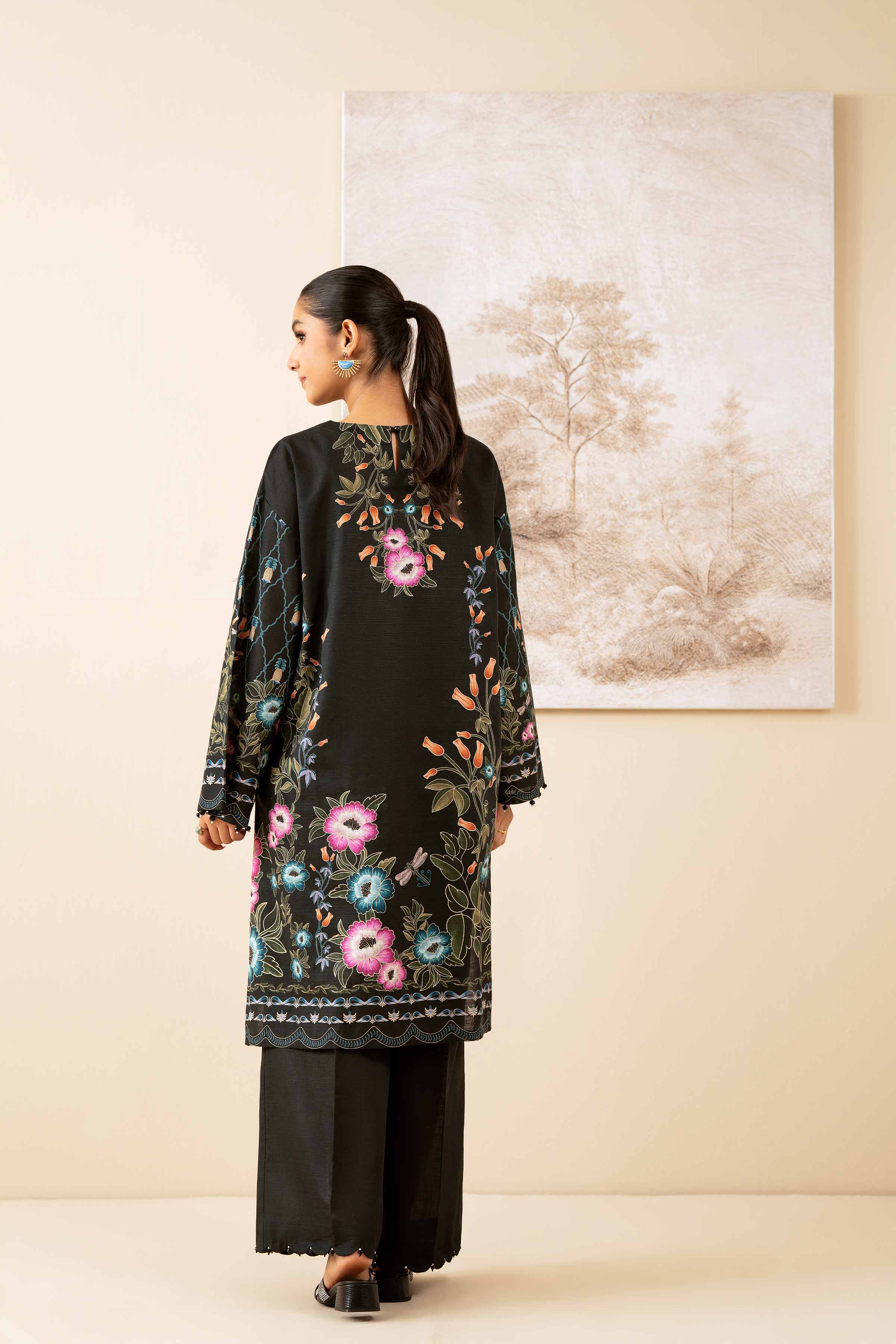 2 Piece - Digital Printed Suit - 42502795 Unstitched Black Khaddar 2PC Printed