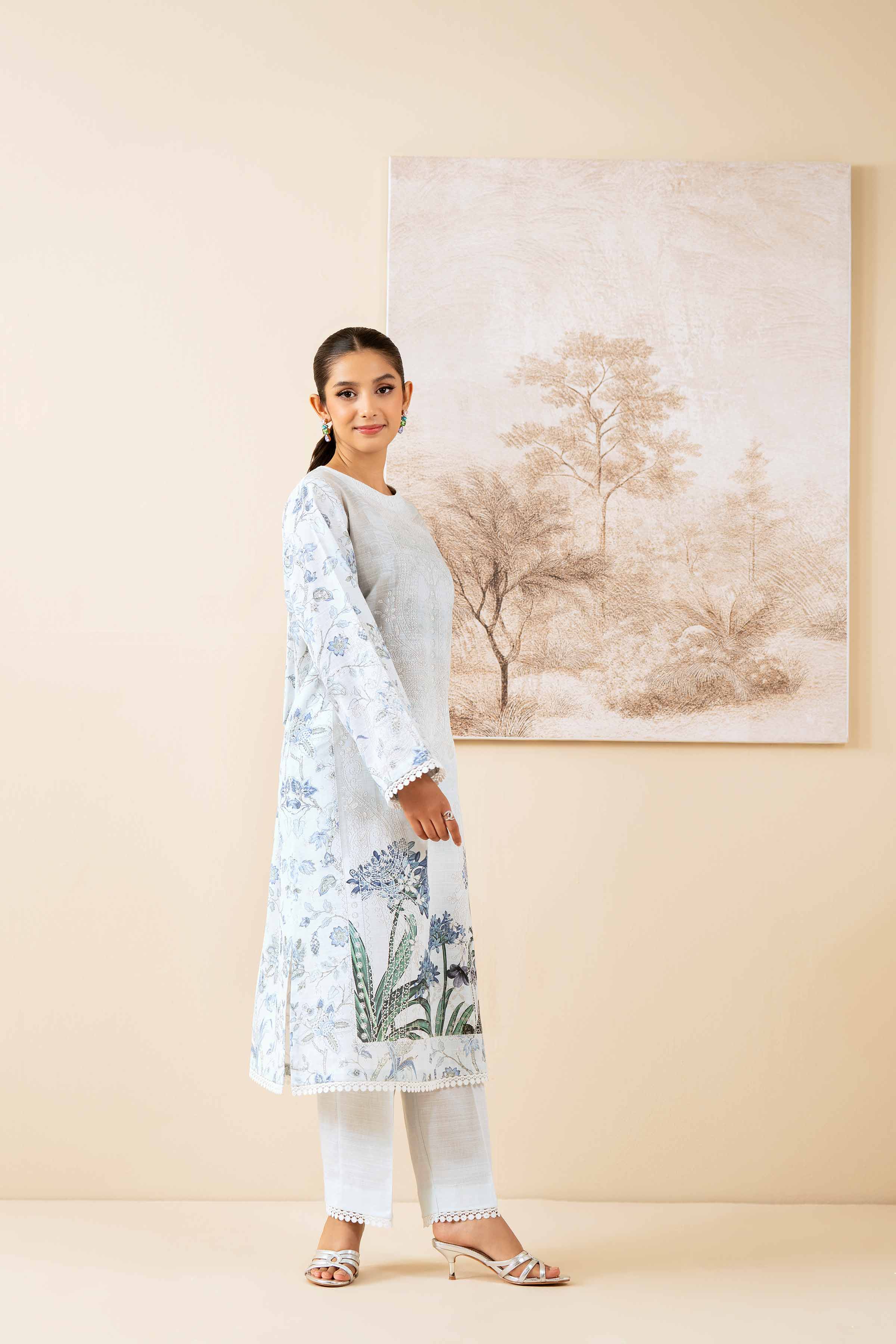 2 Piece - Digital Printed Suit - 42502796 Unstitched Green Khaddar 2PC Printed