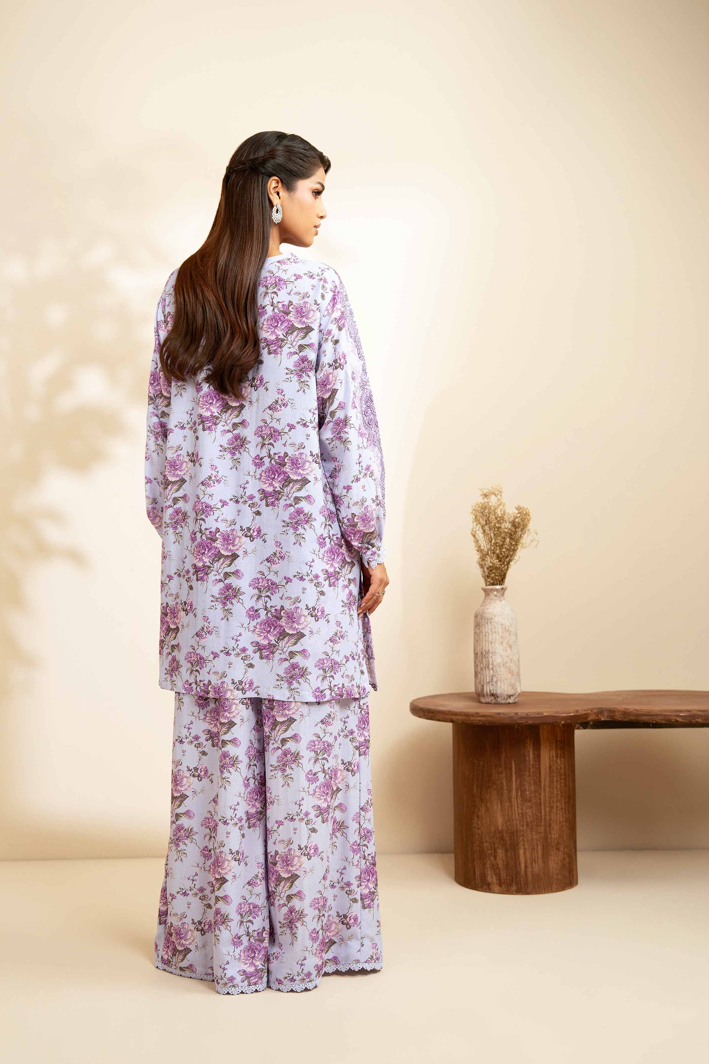 2 Piece - Printed Embroidered Suit - 42502812 Unstitched Purple Karandi 2PC Embroidered