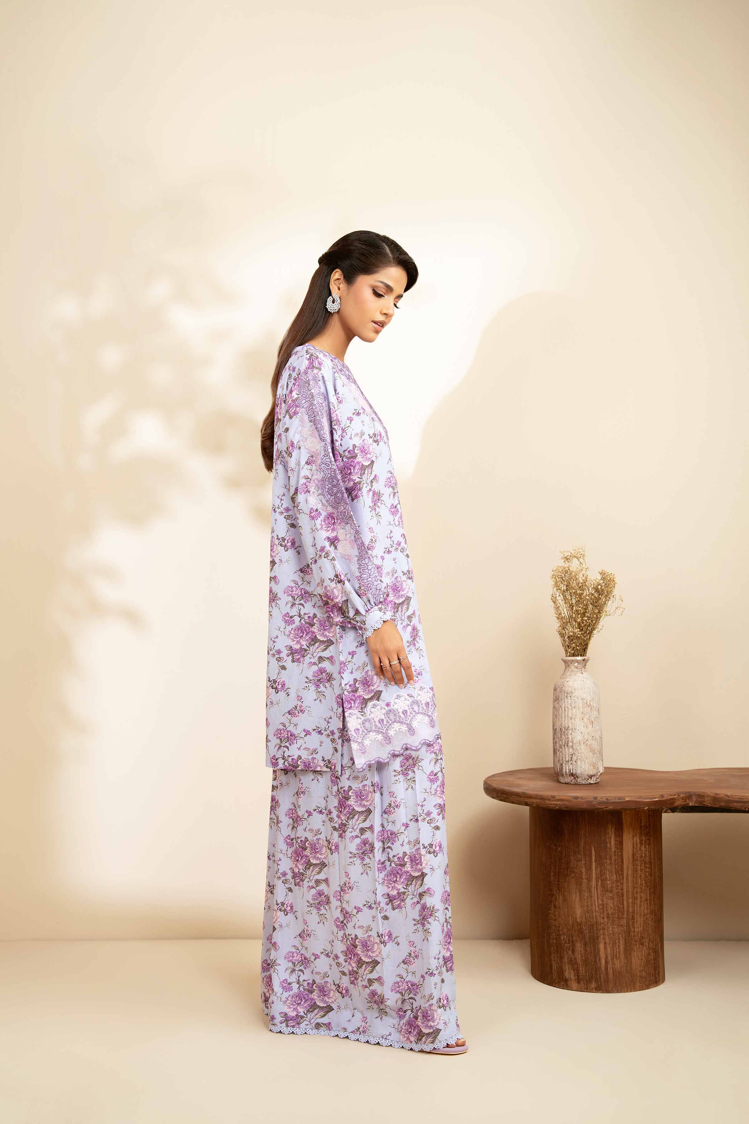 2 Piece - Printed Embroidered Suit - 42502812 Unstitched Purple Karandi 2PC Embroidered