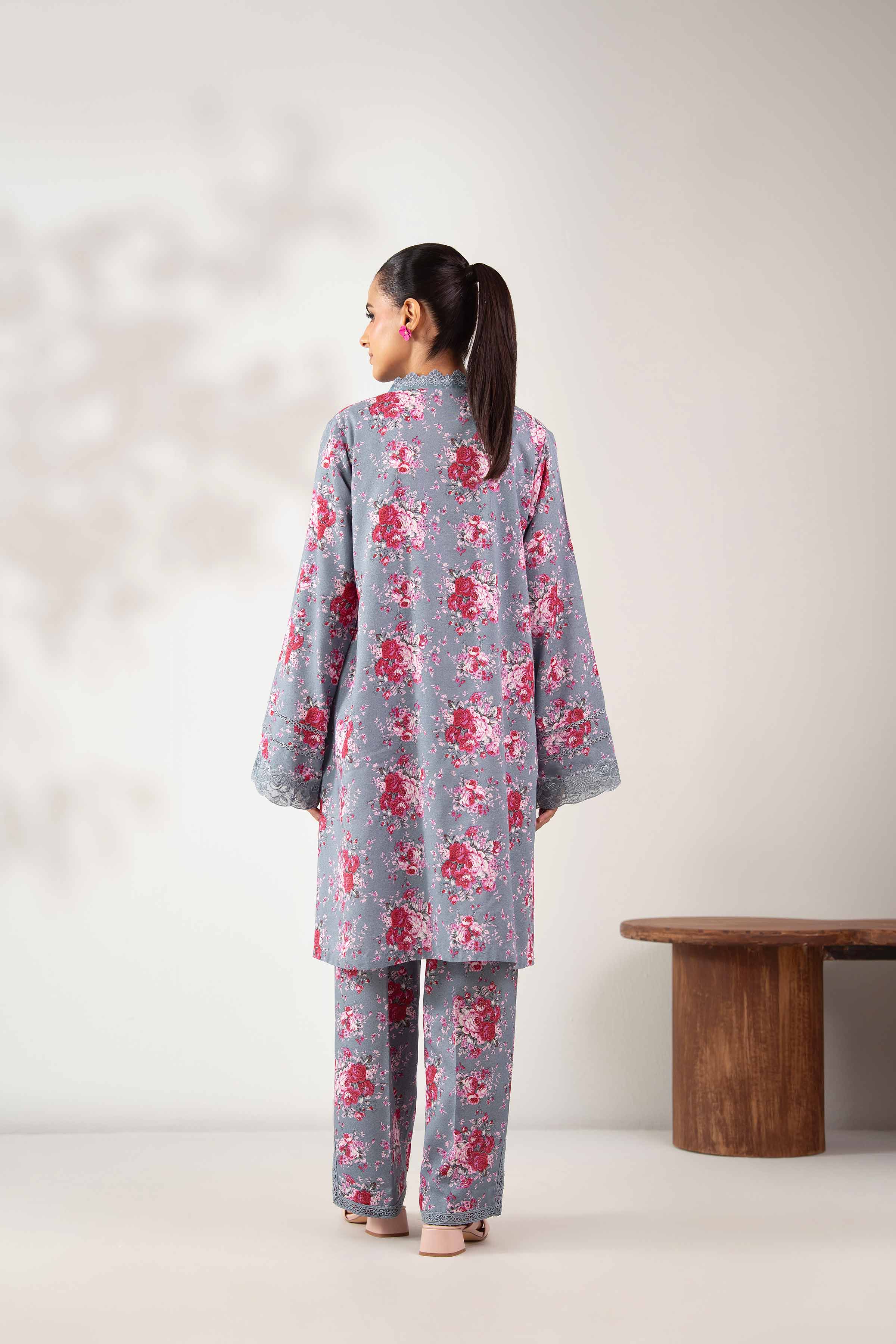 2 Piece - Printed Embroidered Suit - 42502813 Unstitched Blue Karandi 2PC Embroidered