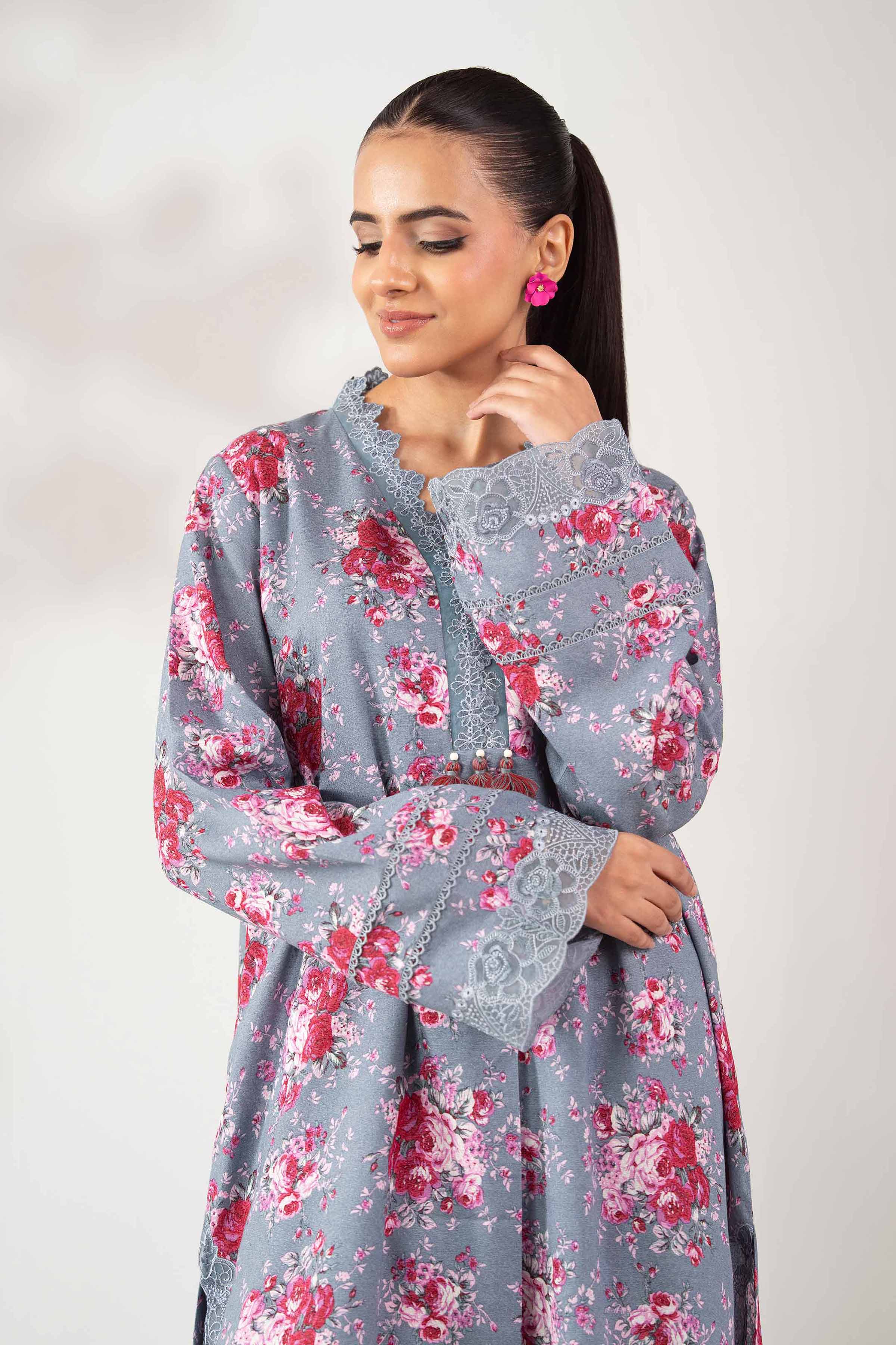 2 Piece - Printed Embroidered Suit - 42502813 Unstitched Blue Karandi 2PC Embroidered