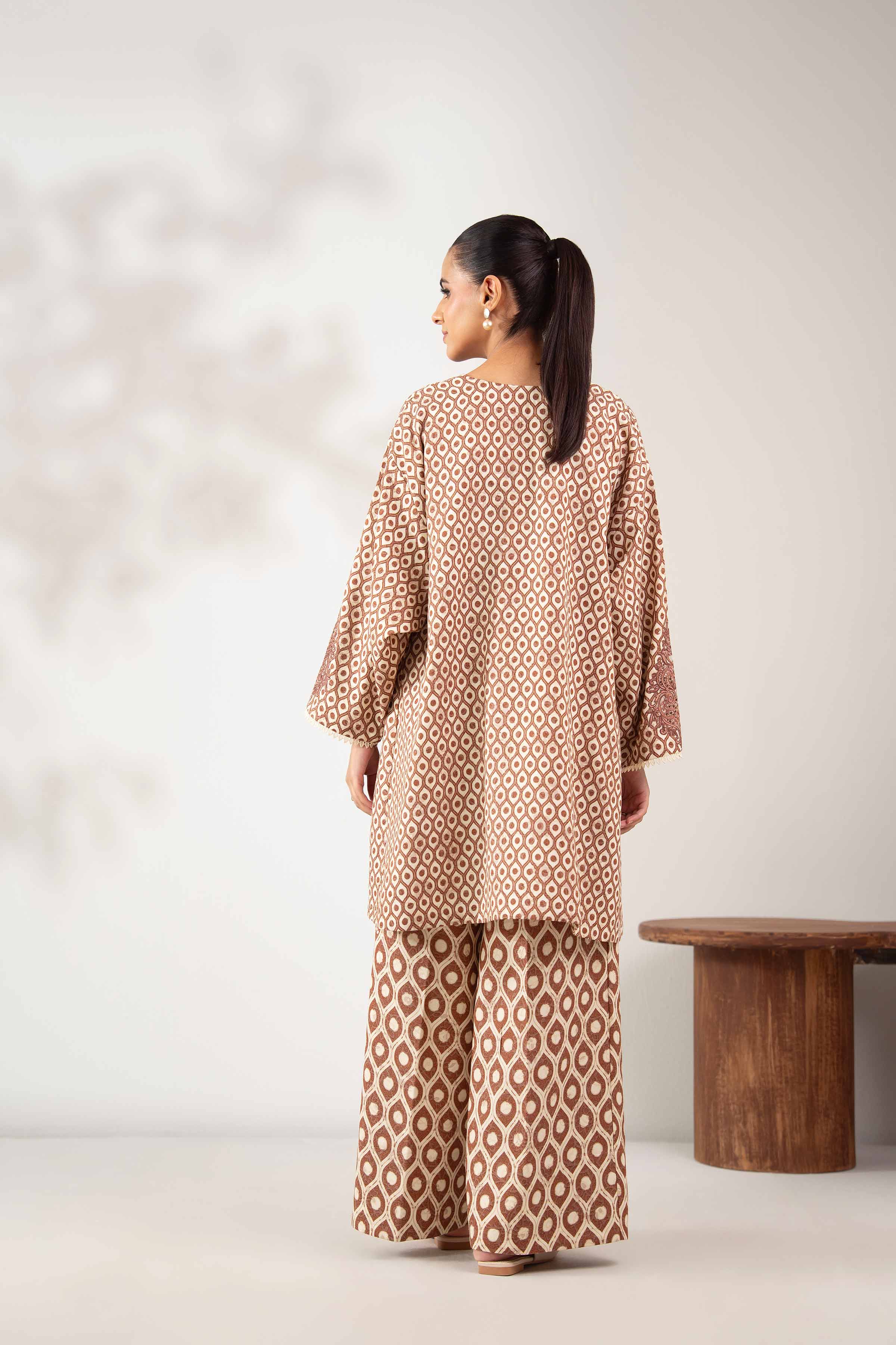 2 Piece - Printed Embroidered Suit - 42502815 Unstitched Brown Karandi 2PC Embroidered