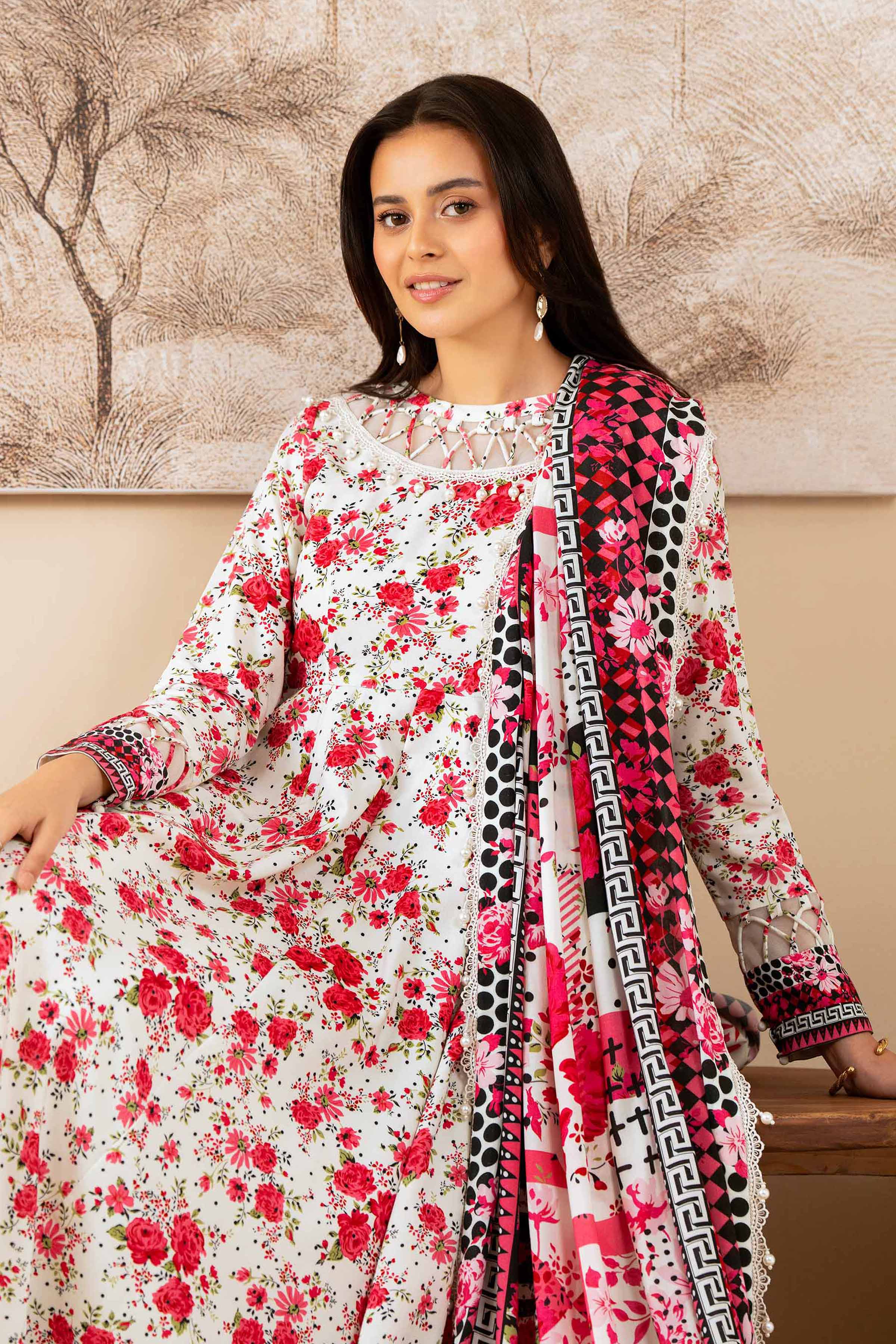 3 Piece - Printed Suit - 42502837 Unstitched Multi Linen 3PC Printed