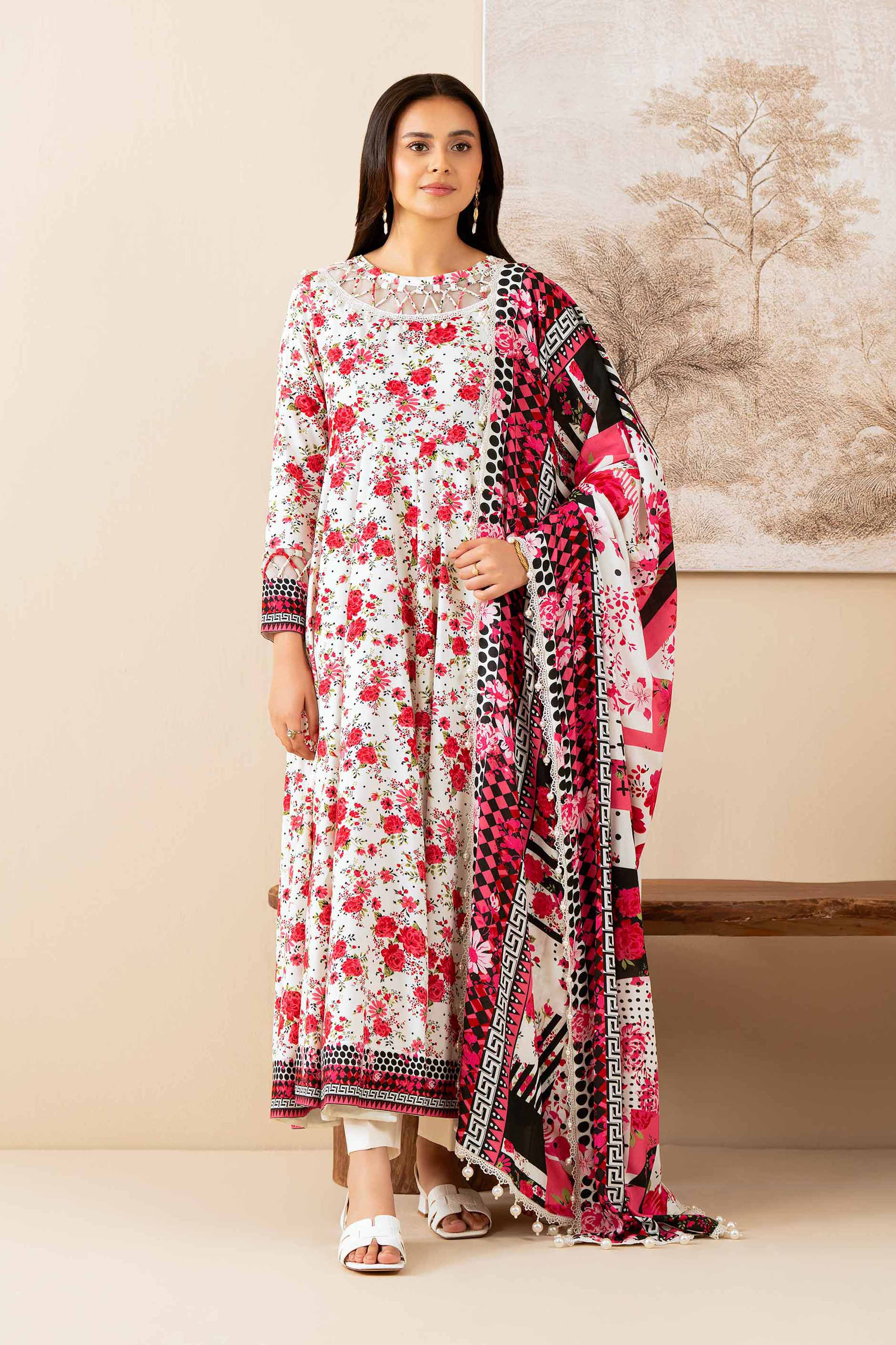 3 Piece - Printed Suit - 42502837 Unstitched Multi Linen 3PC Printed