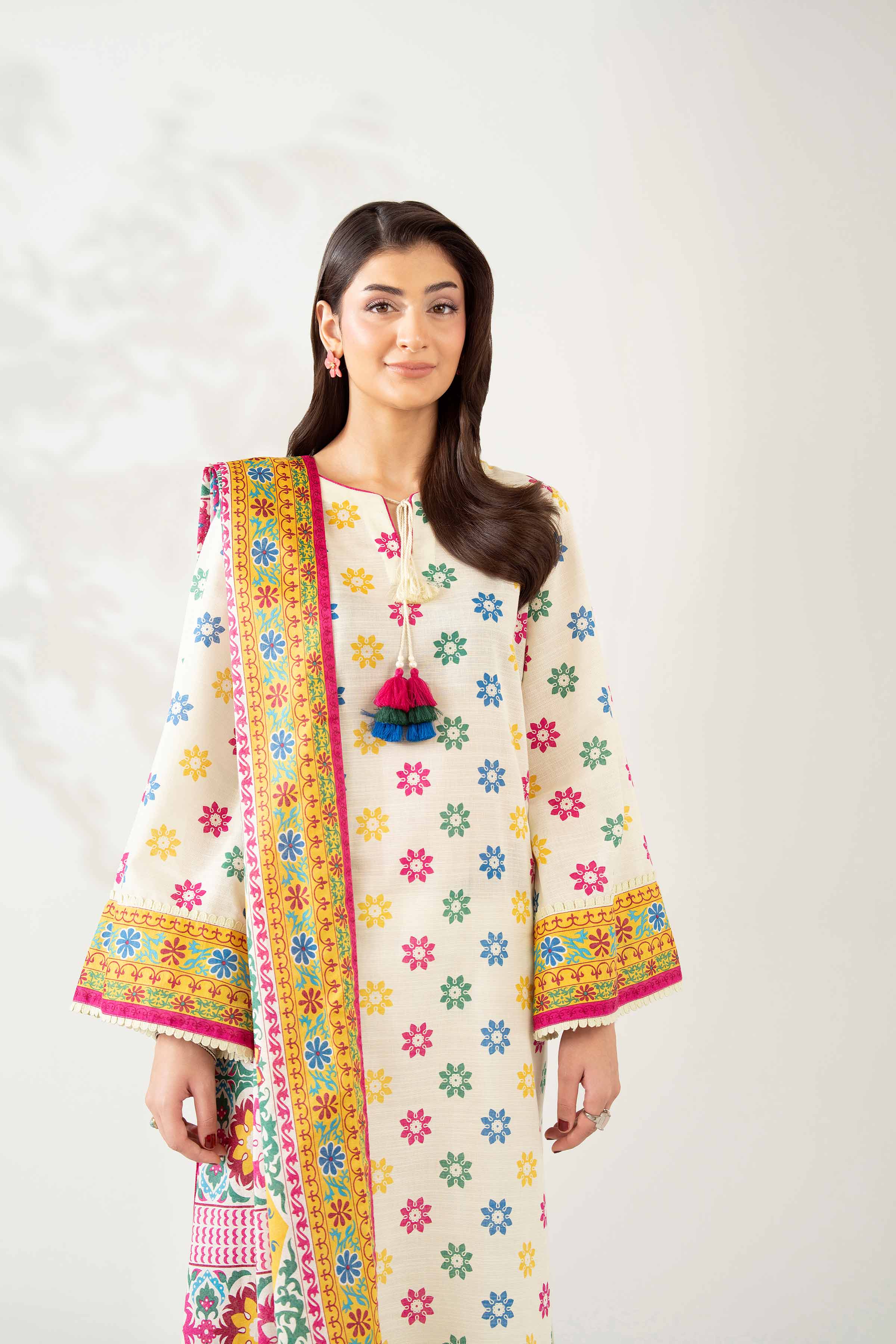 3 Piece - Printed Suit - 42502947 Unstitched Multi Khaddar 3PC Printed