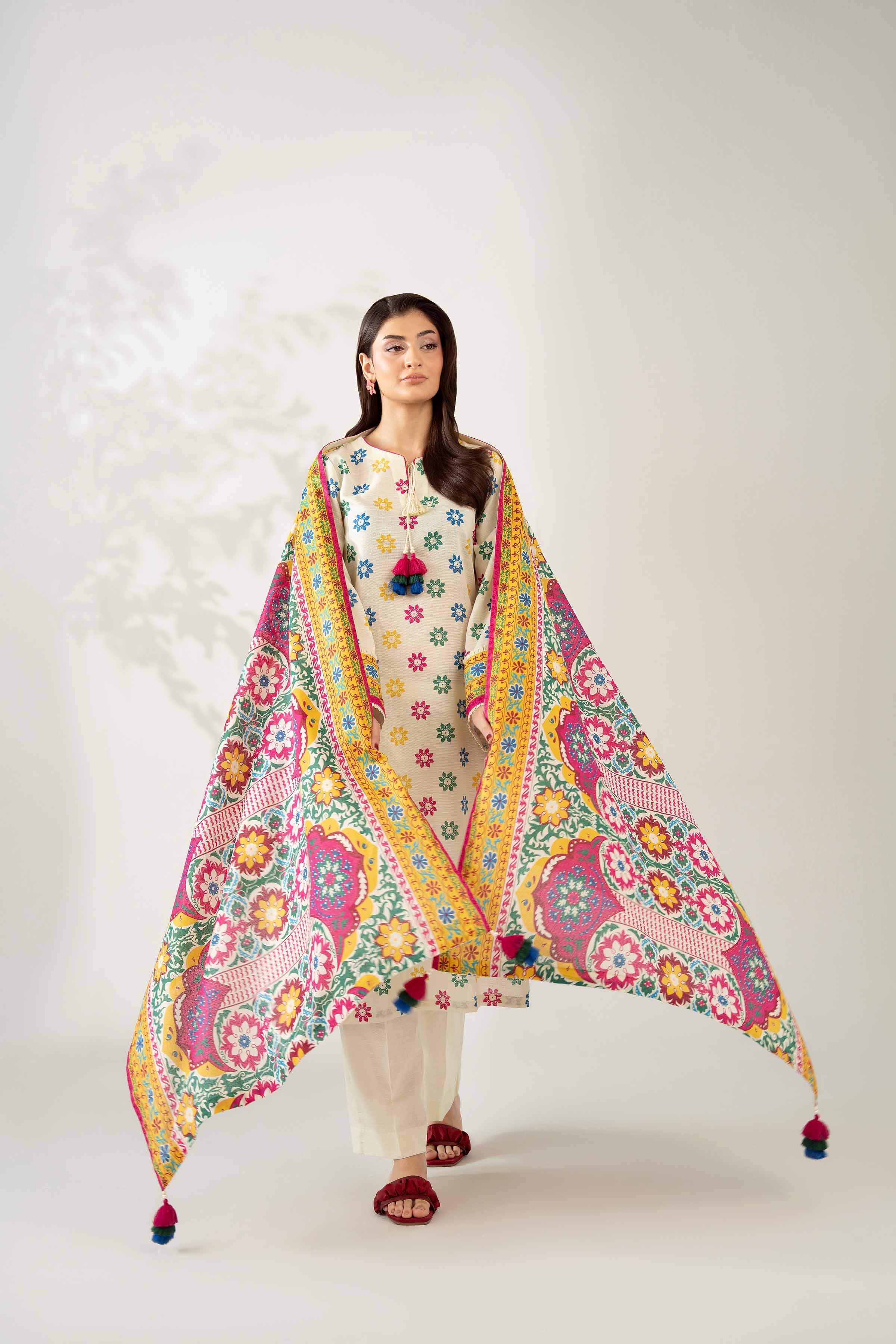 3 Piece - Printed Suit - 42502947 Unstitched Multi Khaddar 3PC Printed
