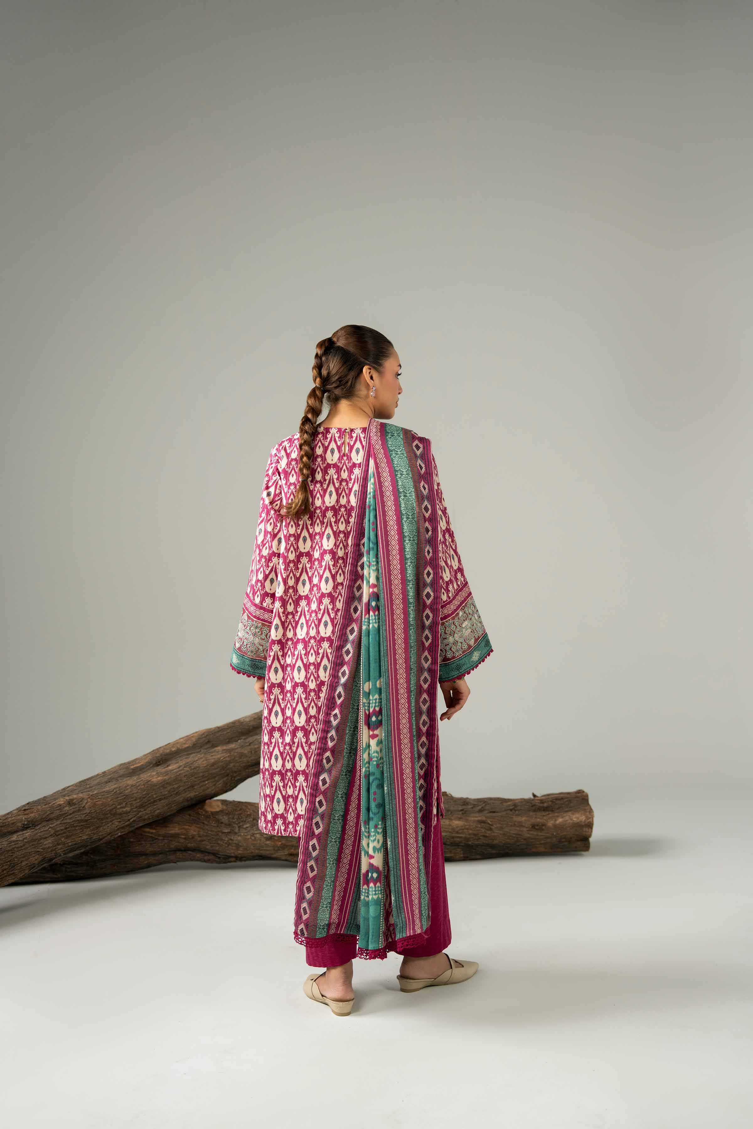 3 Piece - Digital Printed Embroidered Suit - 42502989 Unstitched Purple Karandi 3PC Embroidered