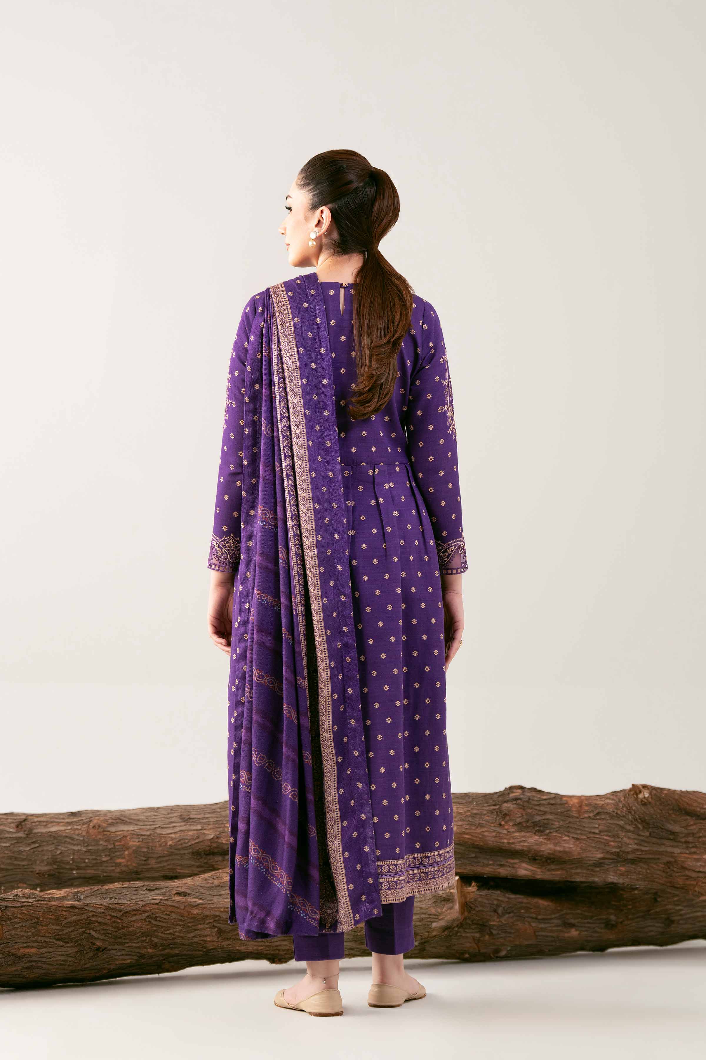 3 Piece - Printed Embroidered Suit - 42503538 Unstitched Purple Khaddar 3PC Embroidered