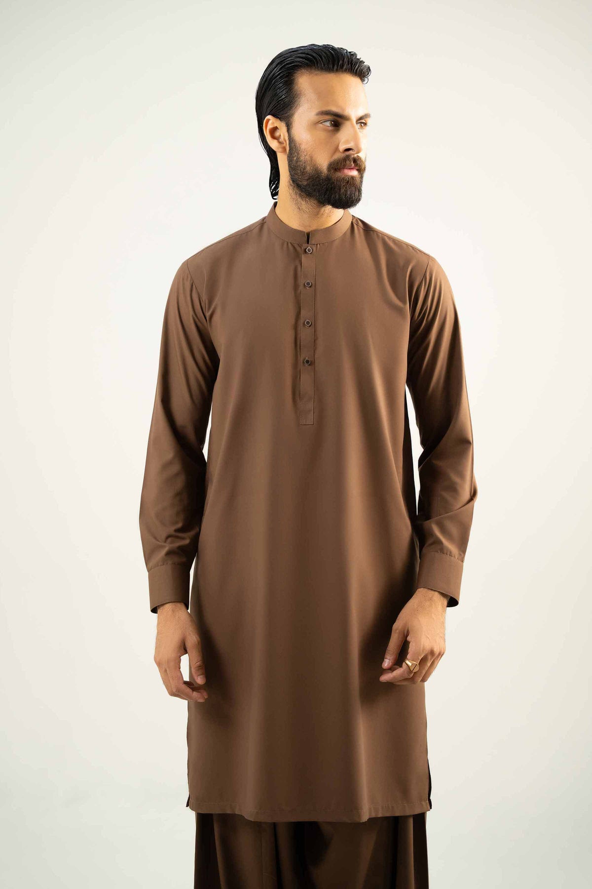 2 Piece - Naqsh Suit -  42508016 Brown Wash & Wear 2PC Non-Embroidered Nishat Australia