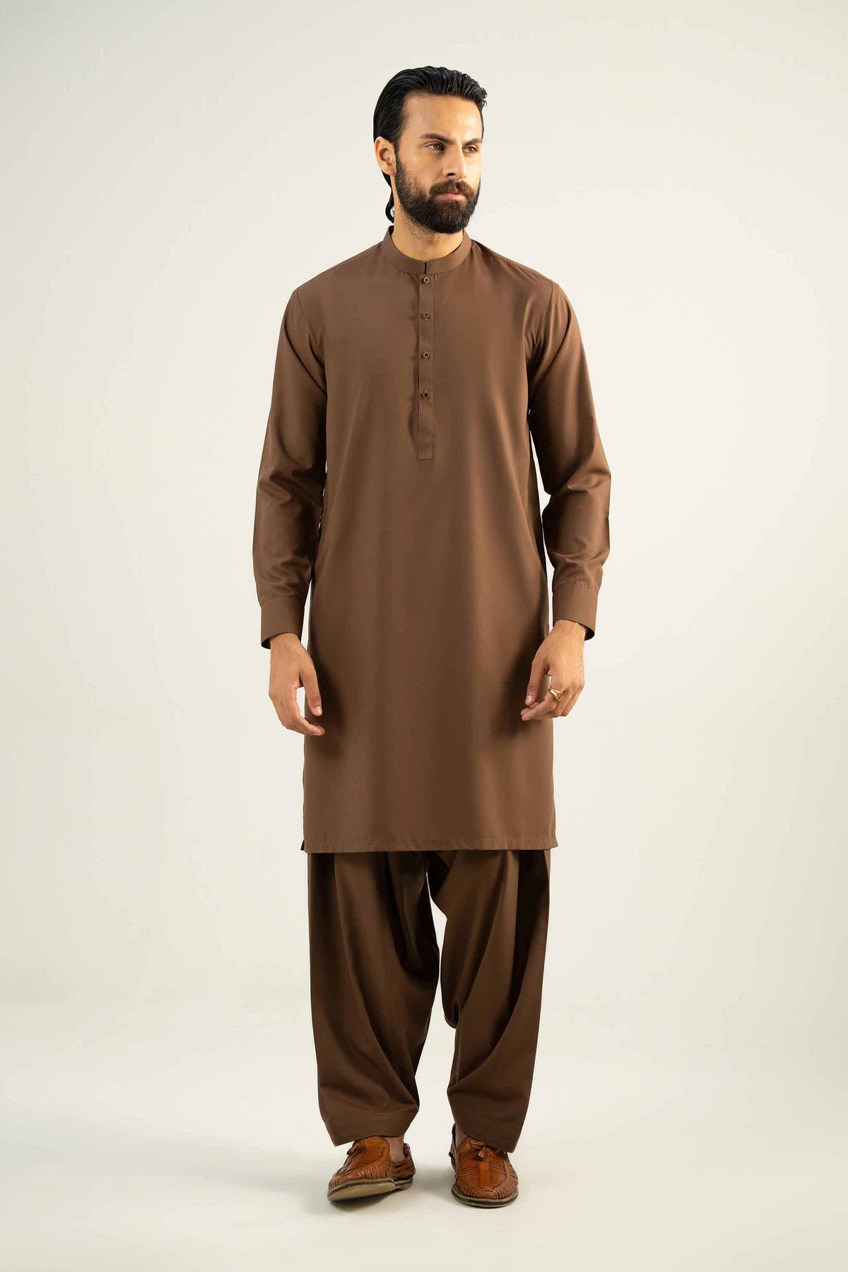 2 Piece - Naqsh Suit -  42508016 Brown Wash & Wear 2PC Non-Embroidered Nishat Australia