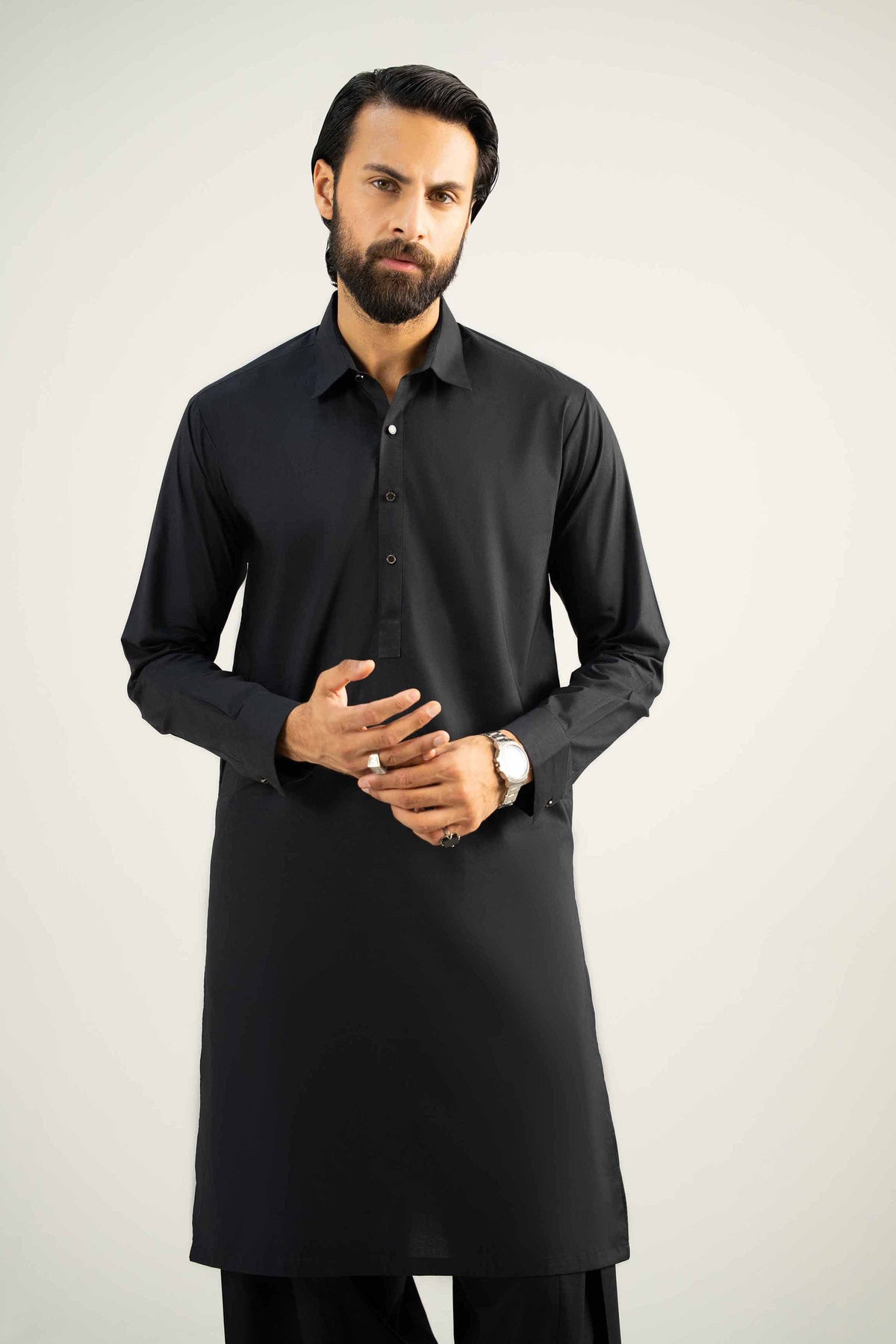 2 Piece - Naqsh Suit - 42508049 Black Wash & Wear 2PC Non-Embroidered Nishat Australia