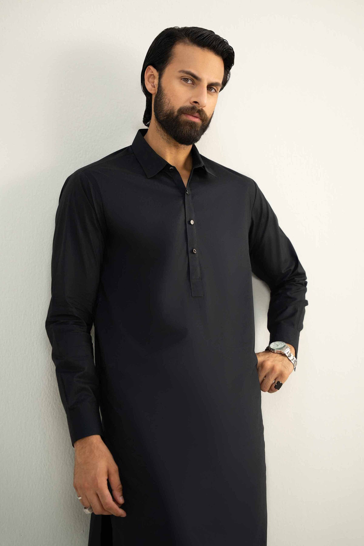 2 Piece - Naqsh Suit - 42508049 Black Wash & Wear 2PC Non-Embroidered Nishat Australia