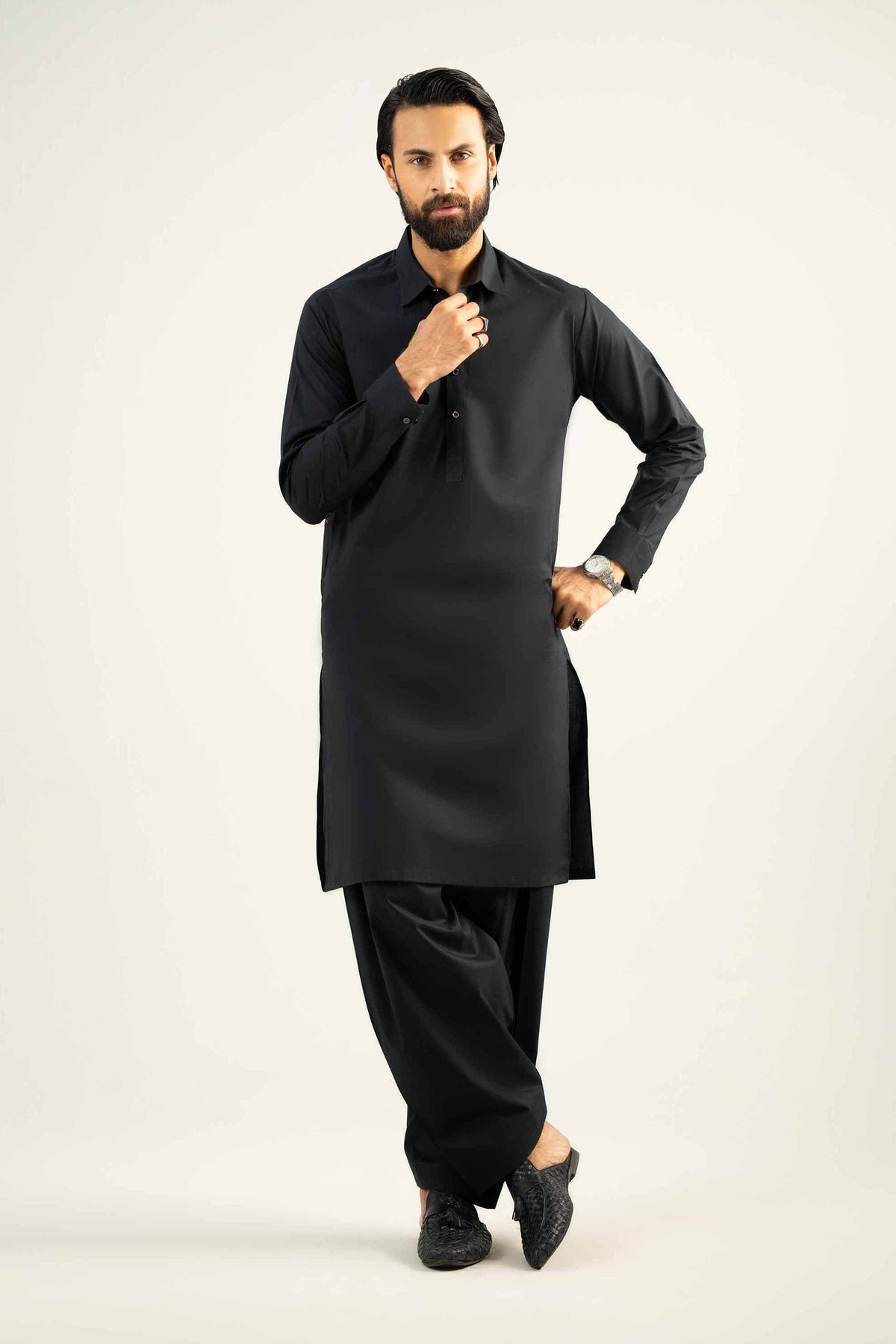 2 Piece - Naqsh Suit - 42508049 Black Wash & Wear 2PC Non-Embroidered Nishat Australia