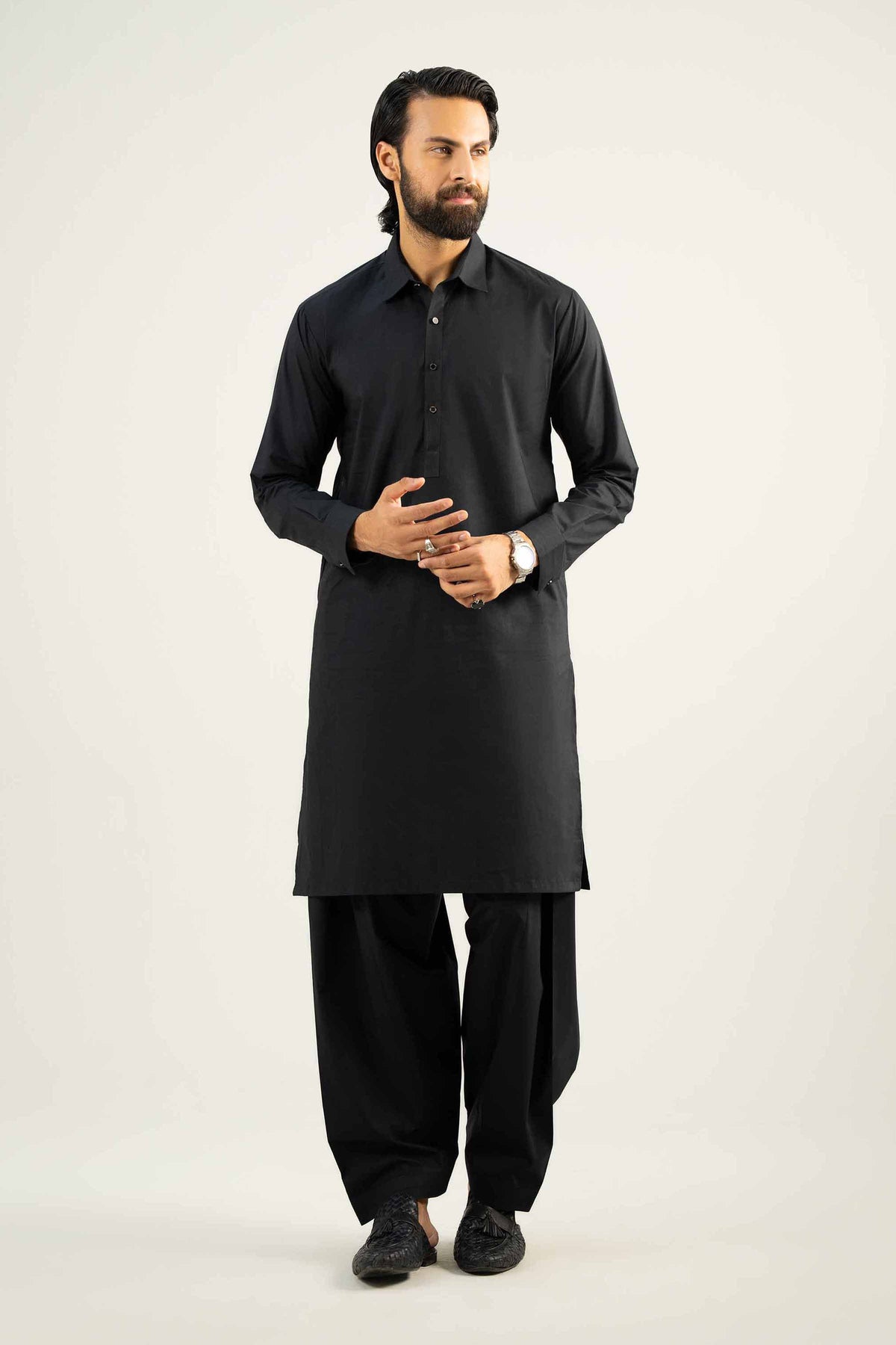 2 Piece - Naqsh Suit - 42508049 Black Wash & Wear 2PC Non-Embroidered Nishat Australia