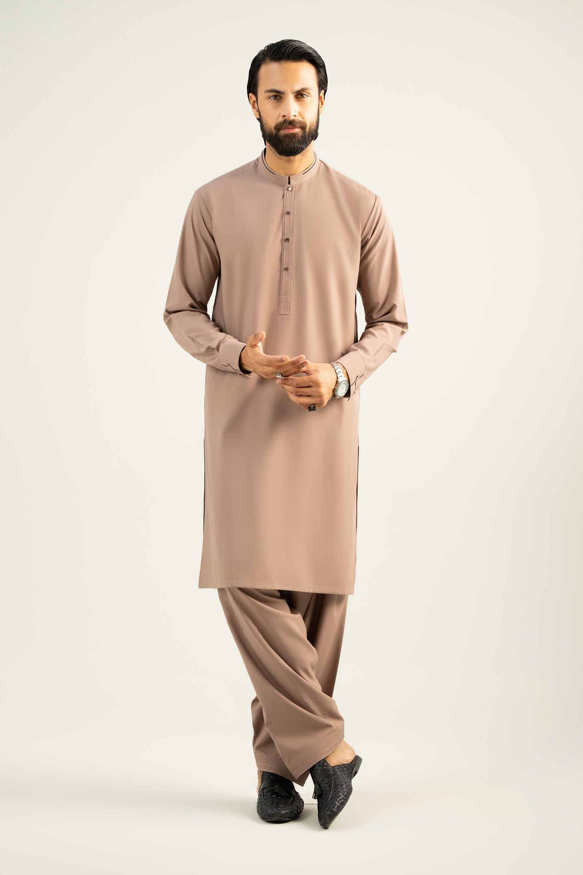 2 Piece - Naqsh Suit - 42508052 Brown Wash & Wear 2PC Non-Embroidered Nishat Australia
