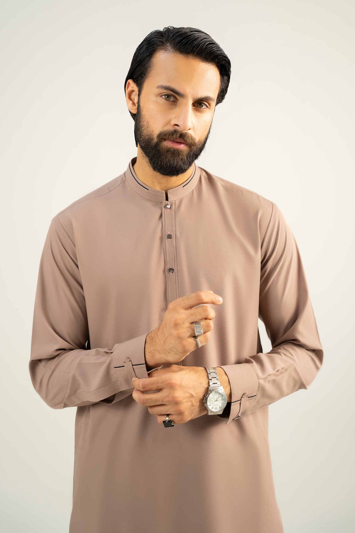 2 Piece - Naqsh Suit - 42508052 Brown Wash & Wear 2PC Non-Embroidered Nishat Australia