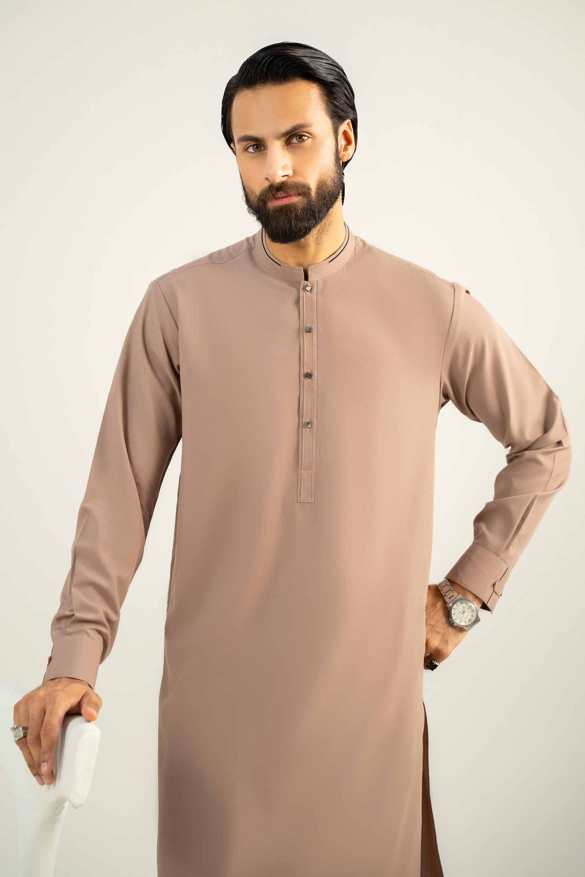 2 Piece - Naqsh Suit - 42508052 Brown Wash & Wear 2PC Non-Embroidered Nishat Australia