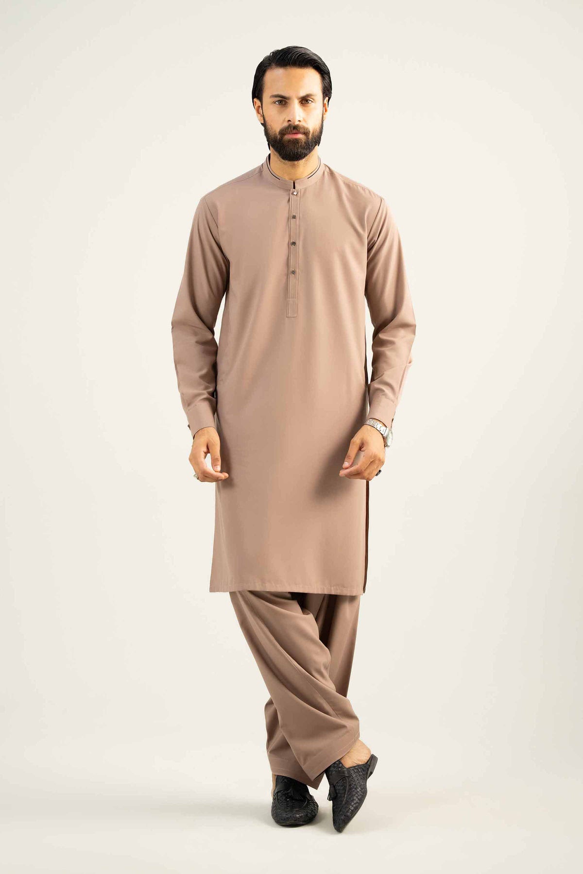 2 Piece - Naqsh Suit - 42508052 Brown Wash & Wear 2PC Non-Embroidered Nishat Australia