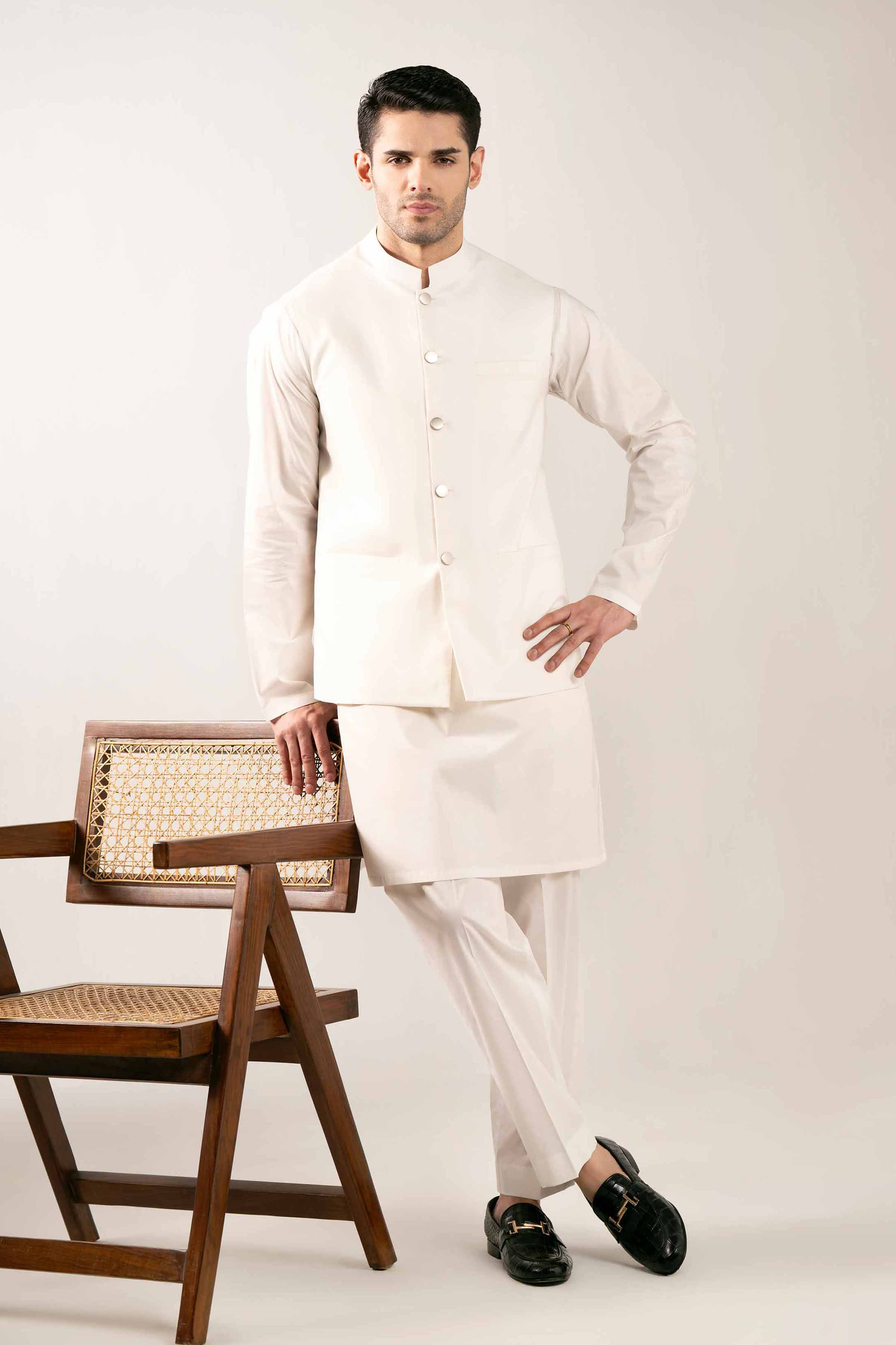 2 Piece - Naqsh Suit - 42508059 Off White Wash & Wear 2PC Non-Embroidered Nishat Australia