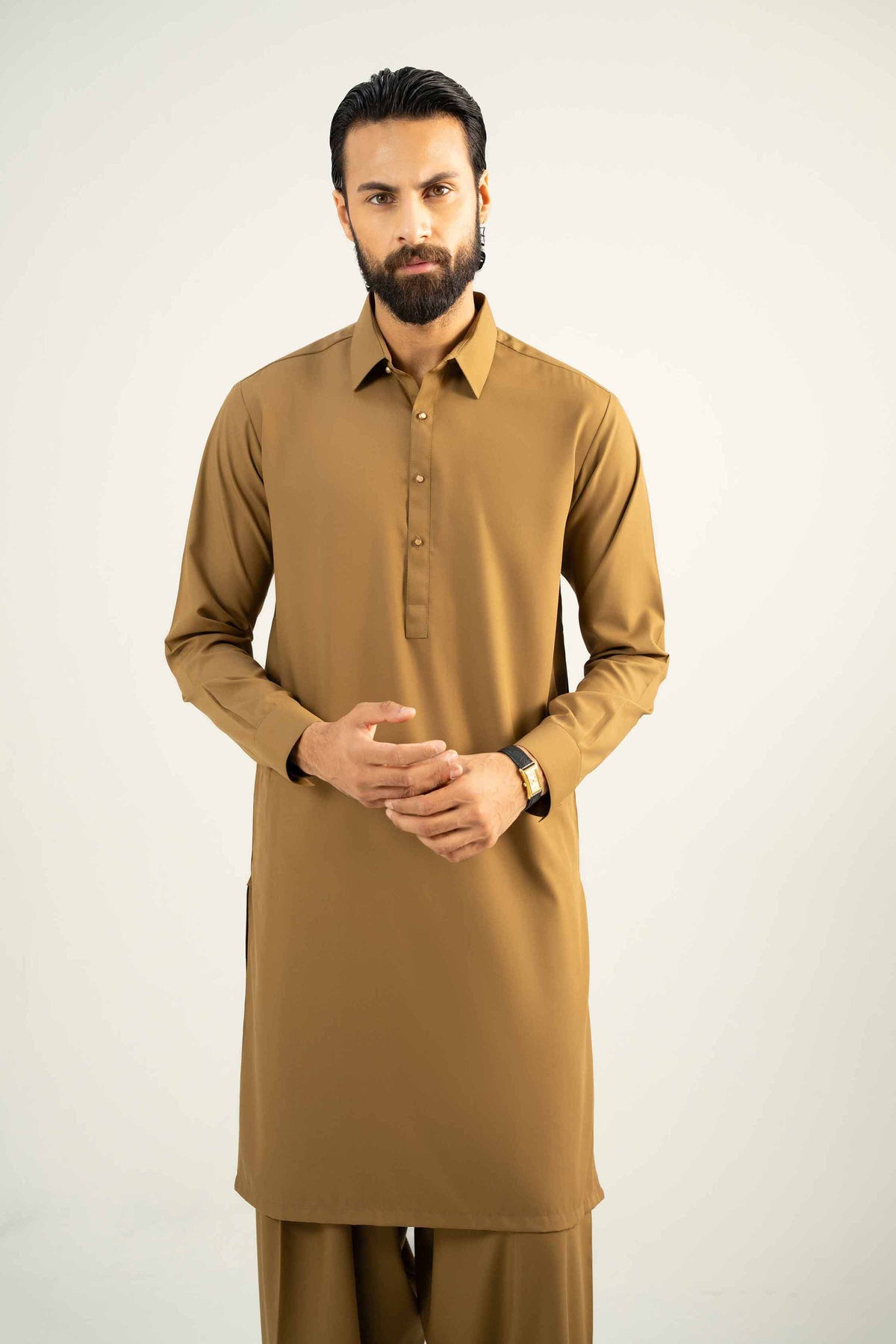 2 Piece - Naqsh Suit - 42508061 Brown Wash & Wear 2PC Non-Embroidered Nishat Australia