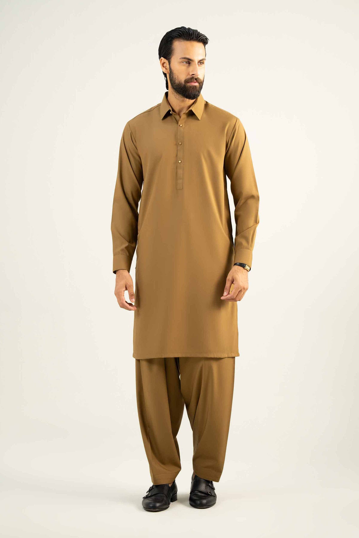 2 Piece - Naqsh Suit - 42508061 Brown Wash & Wear 2PC Non-Embroidered Nishat Australia