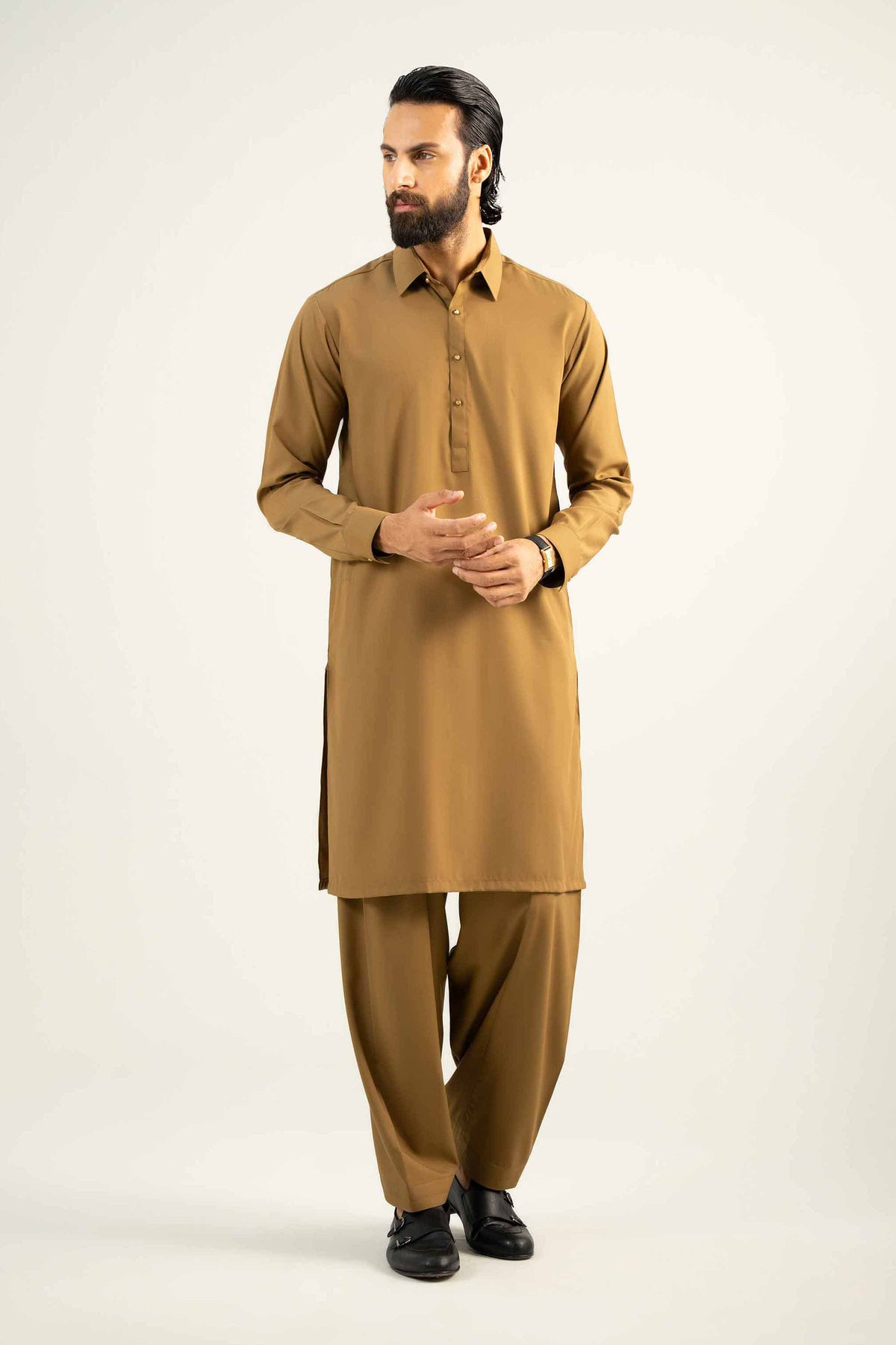 2 Piece - Naqsh Suit - 42508061 Brown Wash & Wear 2PC Non-Embroidered Nishat Australia
