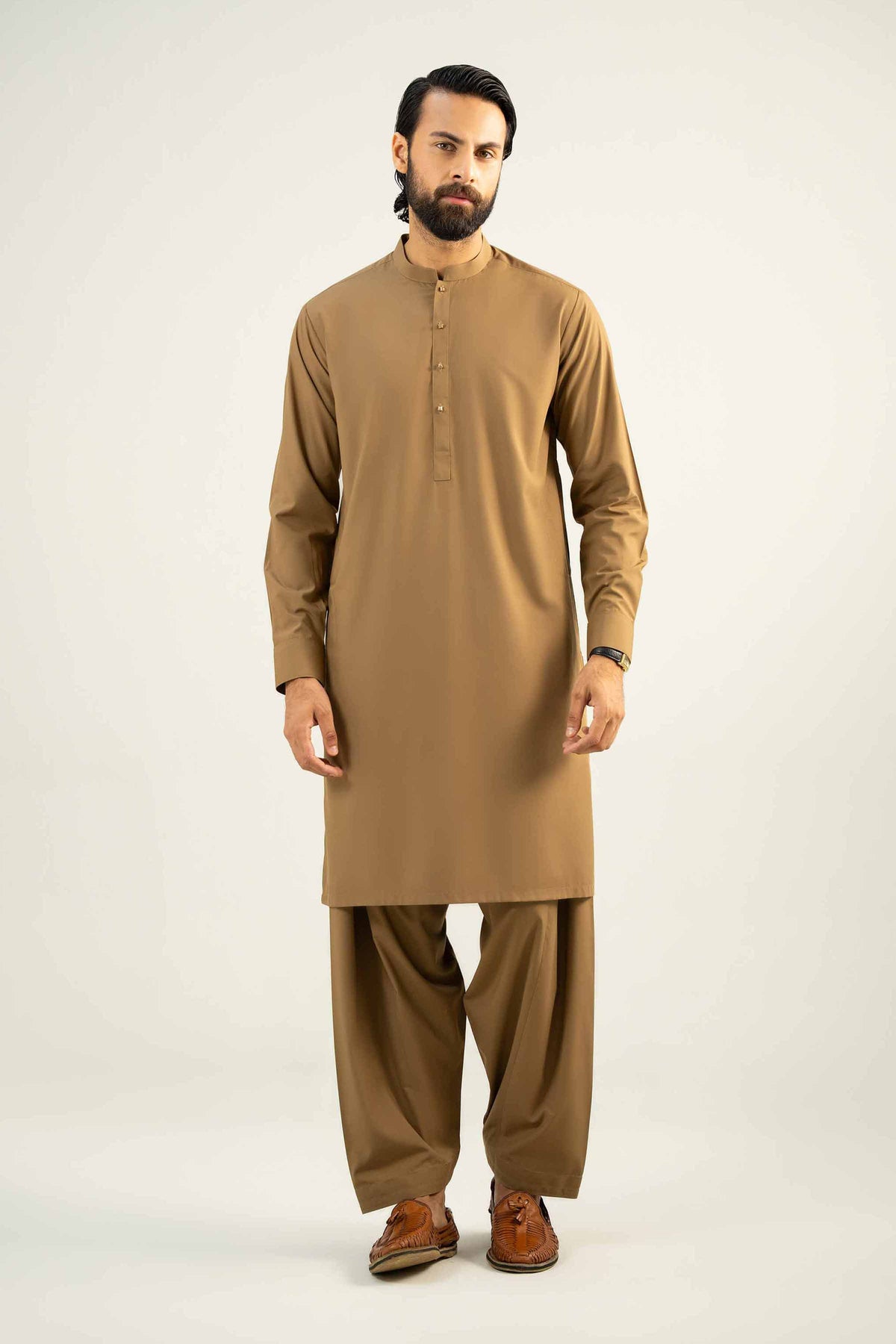 2 Piece - Naqsh Suit - 42508067 Brown Wash & Wear 2PC Non-Embroidered Nishat Australia
