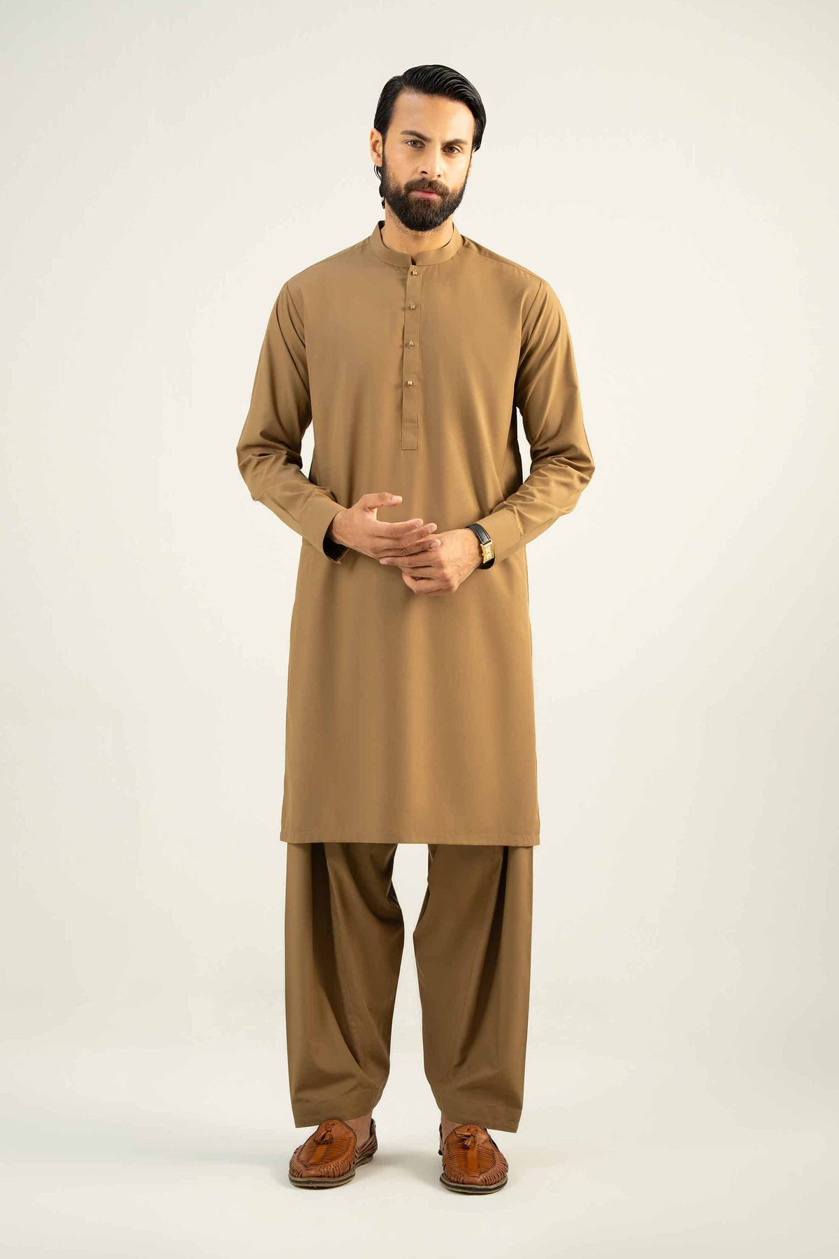 2 Piece - Naqsh Suit - 42508067 Brown Wash & Wear 2PC Non-Embroidered Nishat Australia