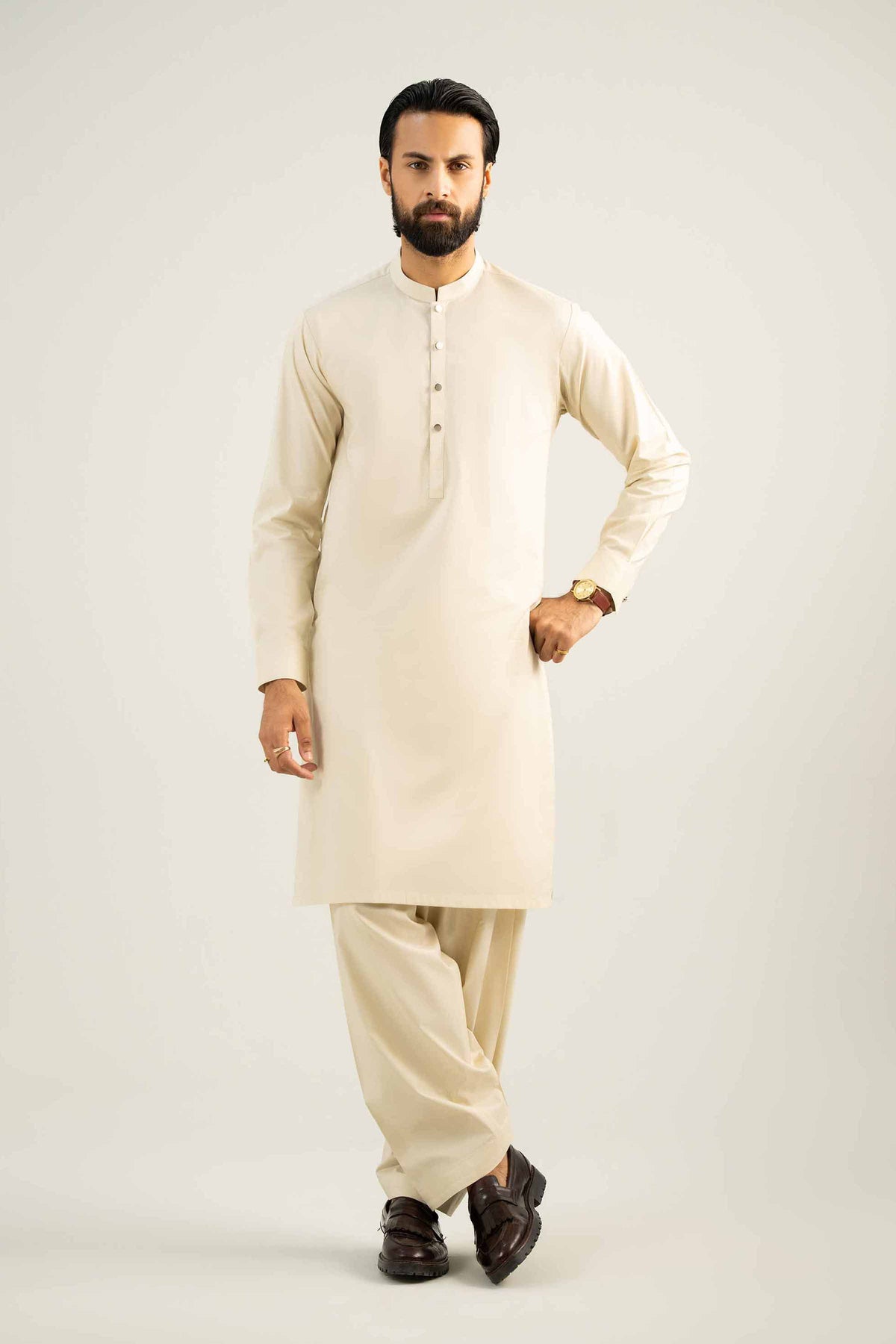 2 Piece - Naqsh Suit -  42508074 Beige Cotton 2PC Non-Embroidered Nishat Australia