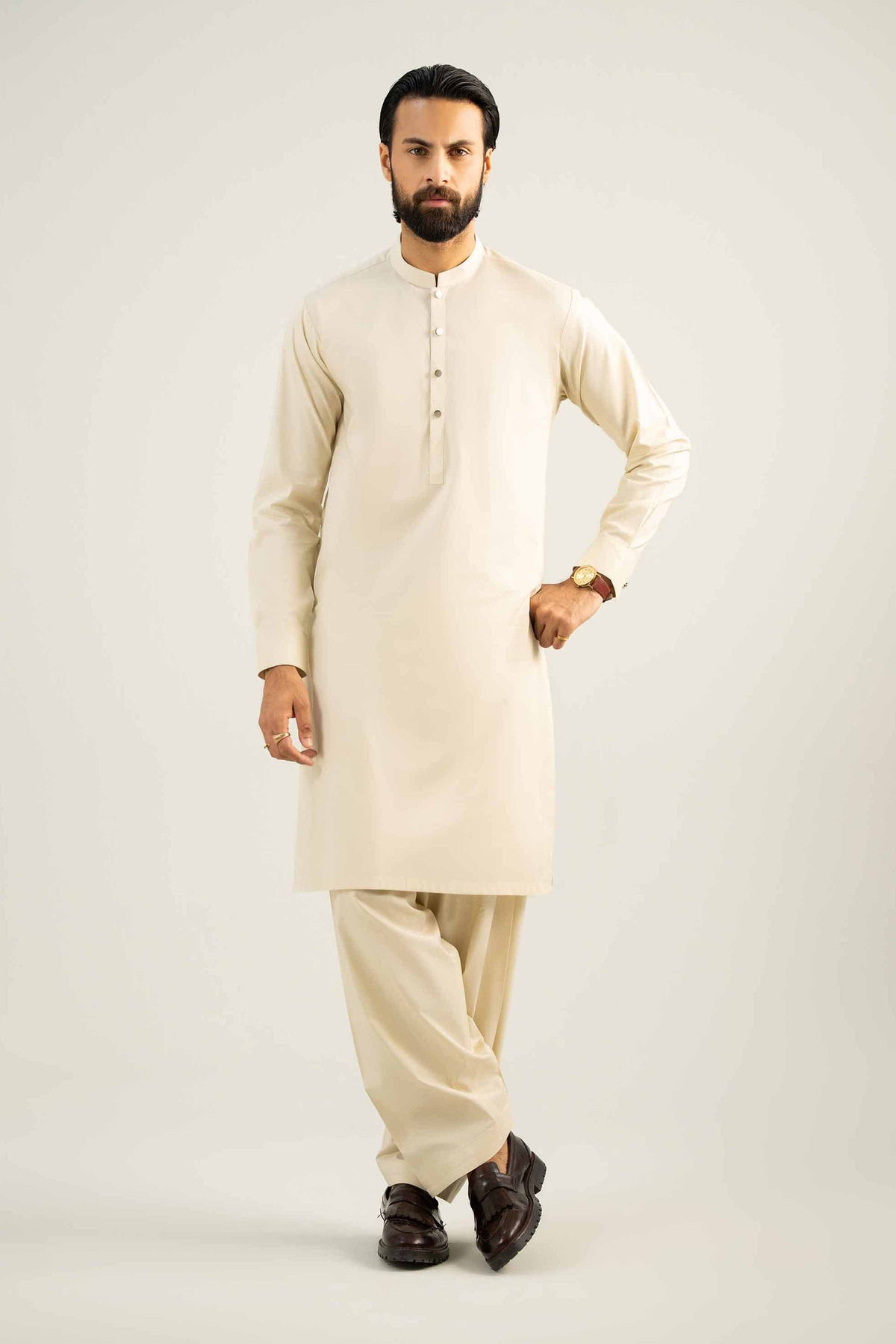 2 Piece - Naqsh Suit -  42508074 Beige Cotton 2PC Non-Embroidered Nishat Australia