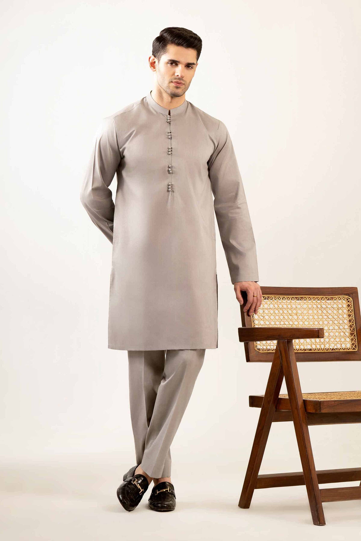 2 Piece - Naqsh Suit -  42508118 Grey Cotton 2PC Non-Embroidered Nishat Australia