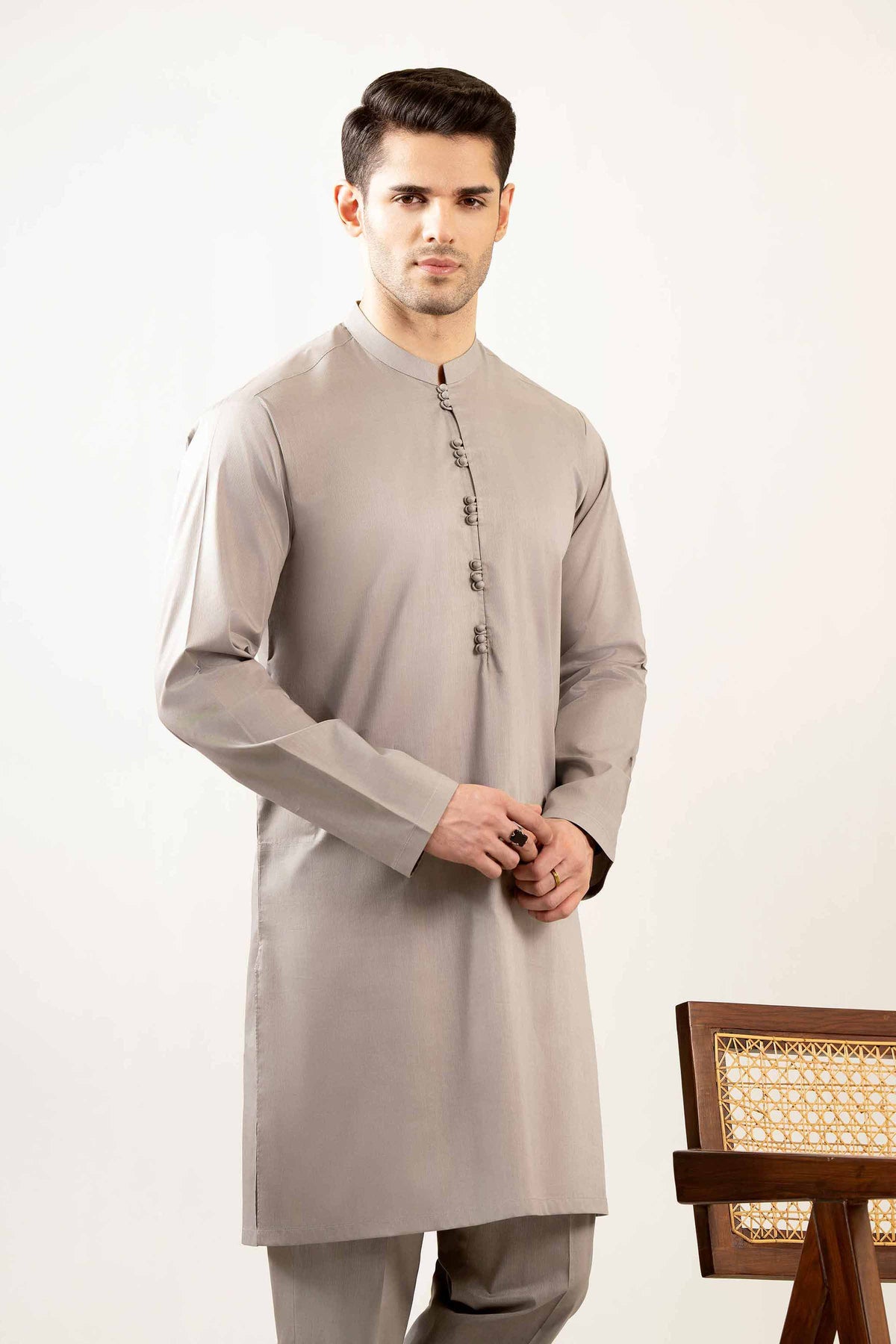 2 Piece - Naqsh Suit -  42508118 Grey Cotton 2PC Non-Embroidered Nishat Australia