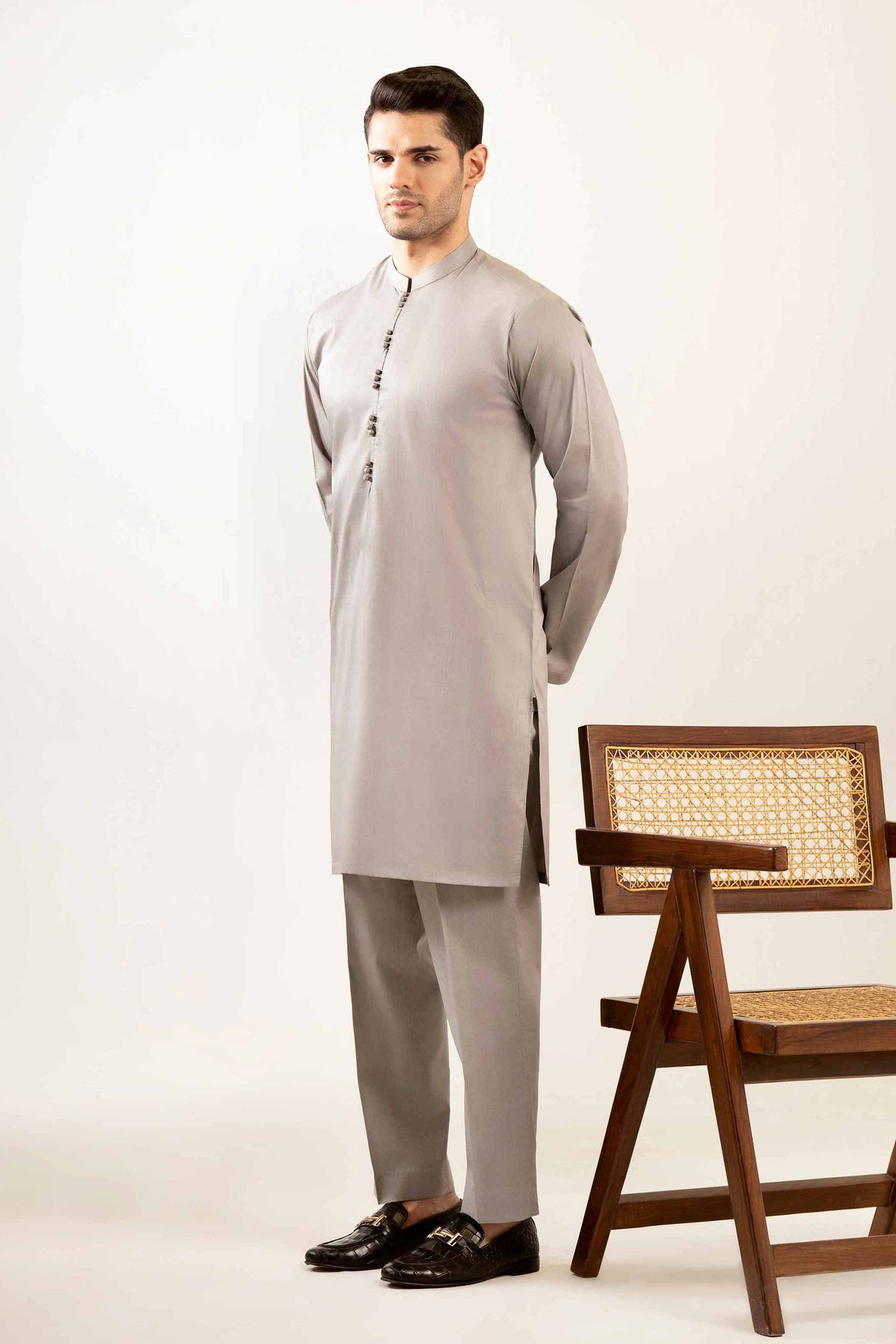 2 Piece - Naqsh Suit -  42508118 Grey Cotton 2PC Non-Embroidered Nishat Australia